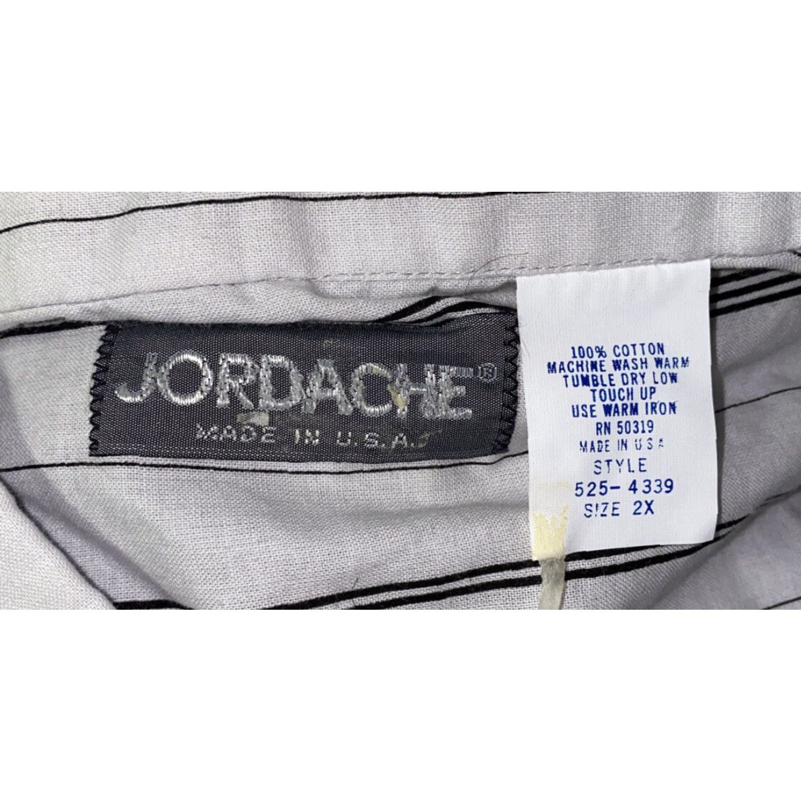 Jordache VINTAGE Jordache Shirt USA Made Striped Long Sleeve Button-Up 2X Gray Mens Regular Size 2X Men Size US XXL / EU 58 / 5 - 6 Thumbnail
