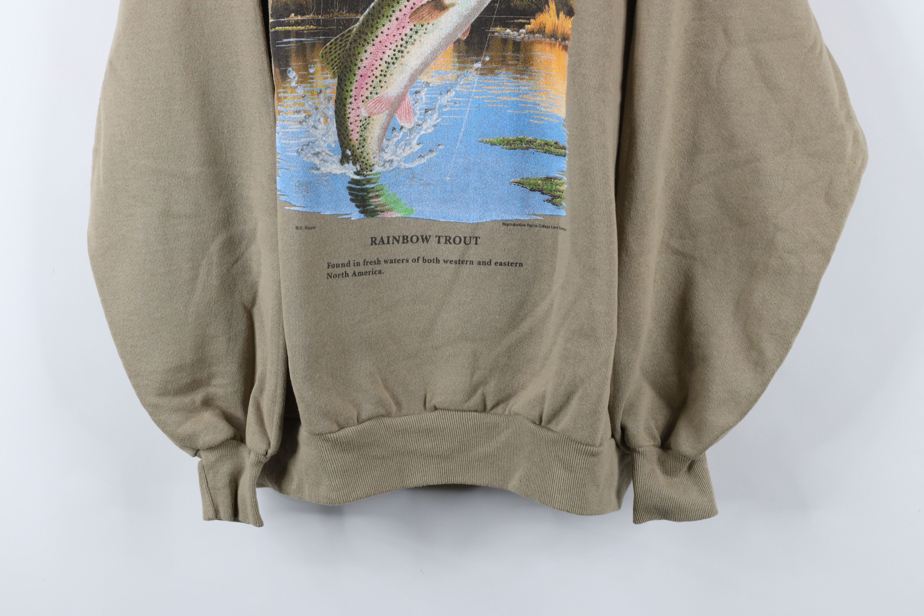 Vintage Vintage 90s Streetwear Nature Rainbow Trout Sweatshirt USA Size US XL / EU 56 / 4 - 3 Thumbnail