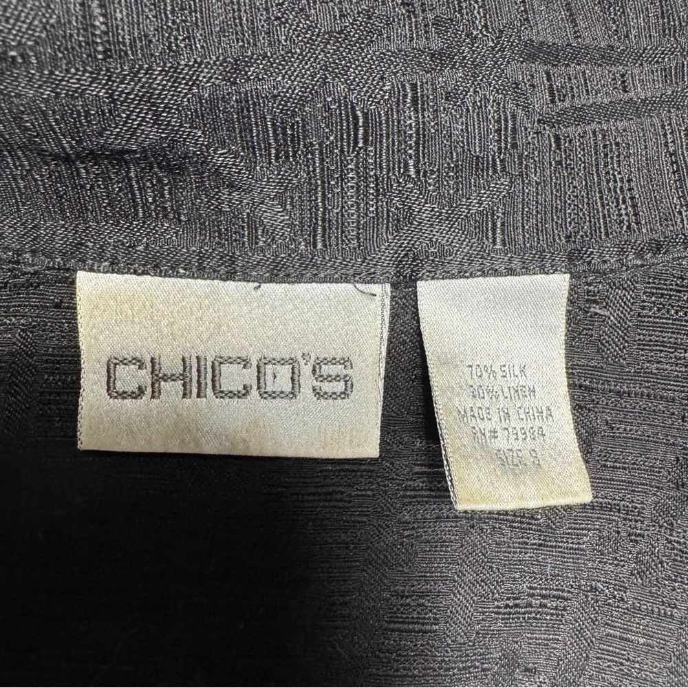 Chicos Chico's Black Silk Linen Jacket Shirt Size 3 US XL Size XL / US 12-14 / IT 48-50 - 7 Thumbnail