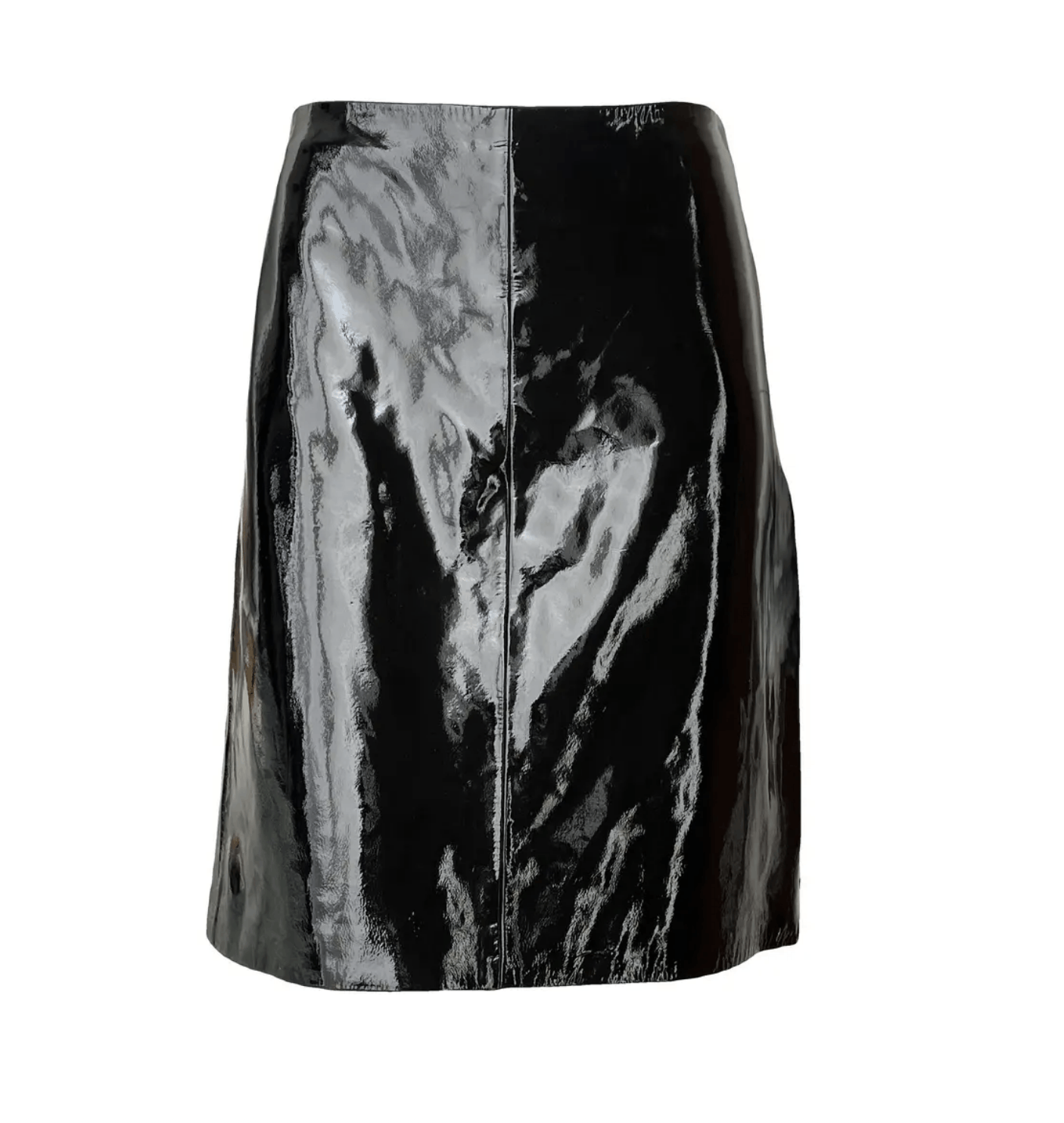 Versace SS 2001 runway black patent leather moto skirt Size 28" / US 6 / IT 42 - 1 Thumbnail