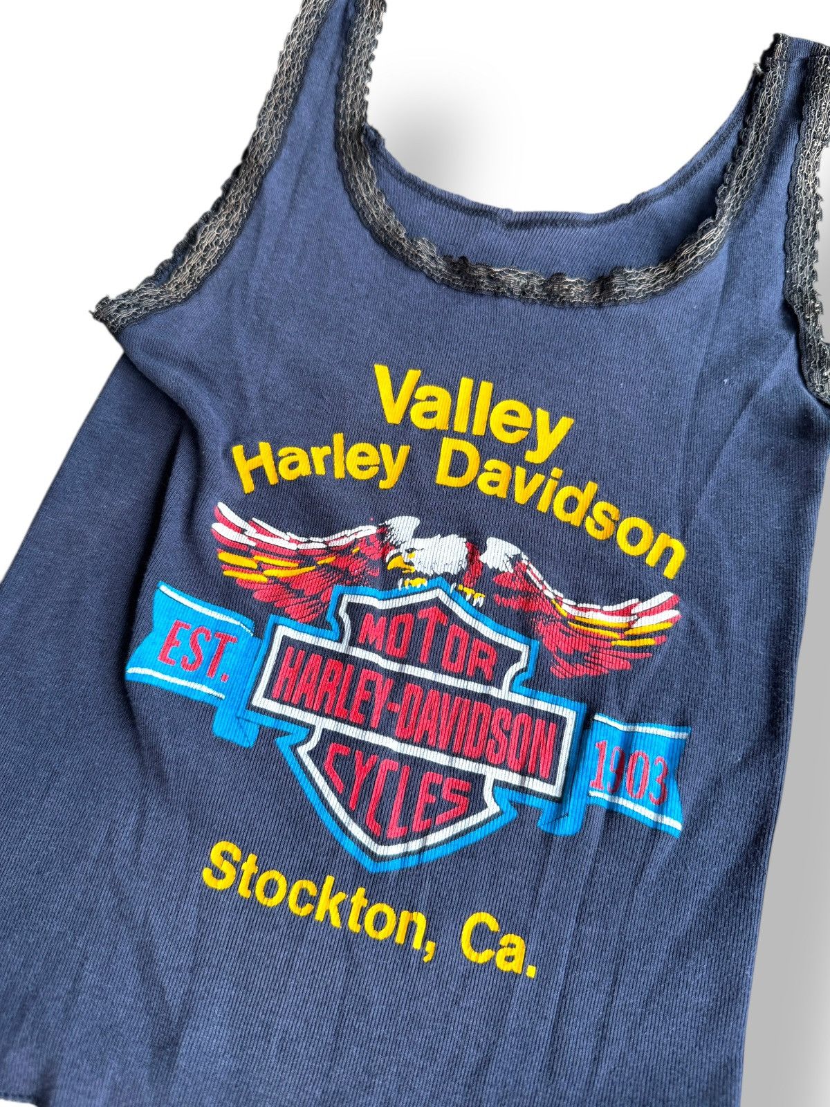 Harley Davidson × Vintage *RARE* VINTAGE 80s 3D EMBLEM HARLEY DAVIDSON TANK TOP Size M / US 6-8 / IT 42-44 - 2 Thumbnail