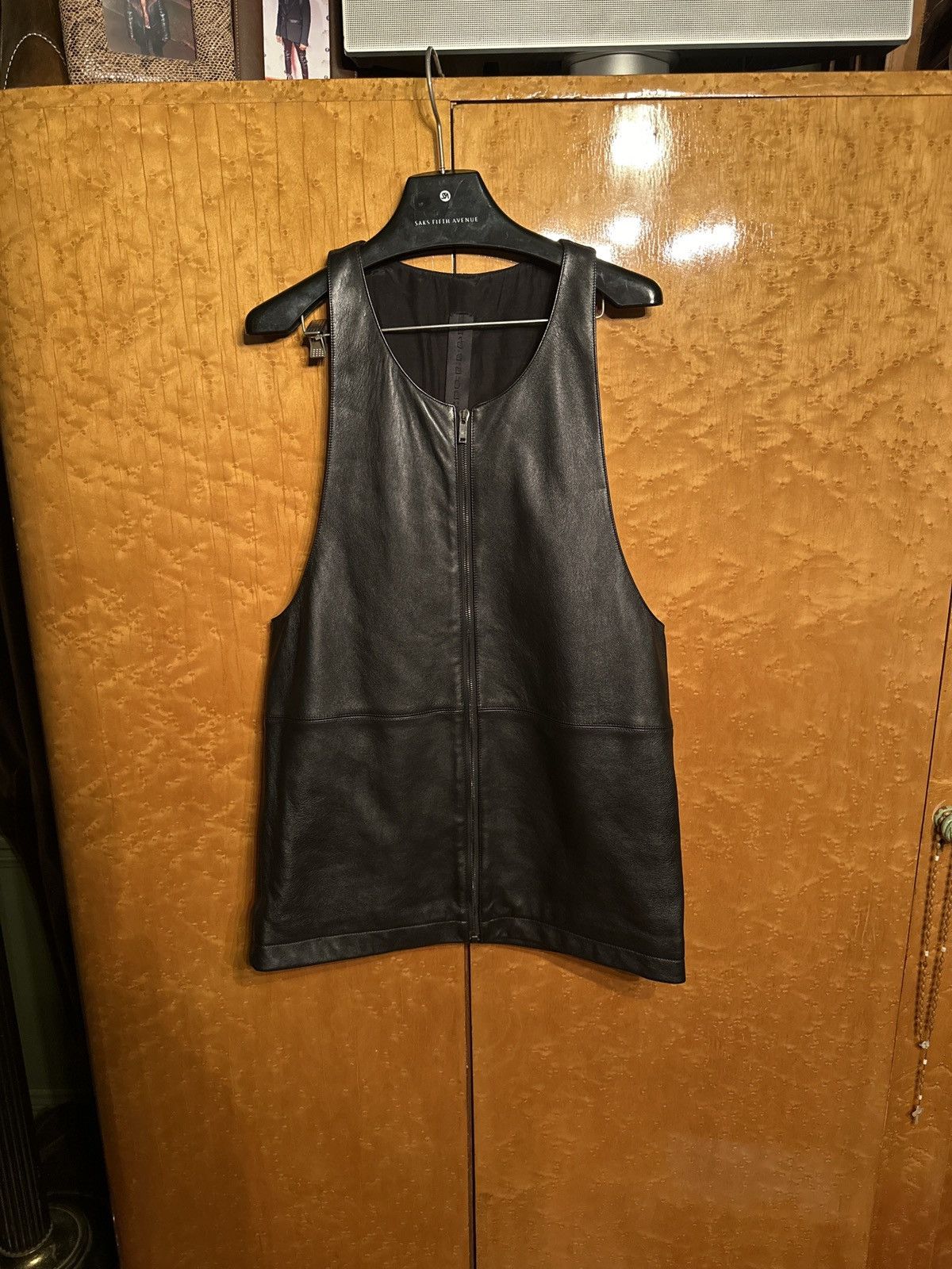 image of Gareth Pugh Long Leather Vest in Black, Men's (Size Medium)