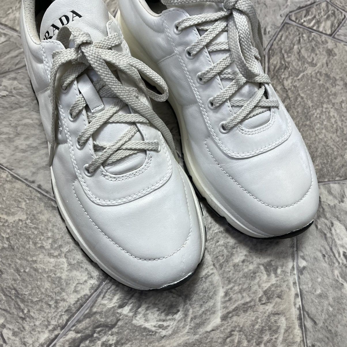 Prada Prada Milano White Leather Shoes Trainers Prax 01 Size 9.5 Size US 9.5 / EU 42-43 - 5 Thumbnail