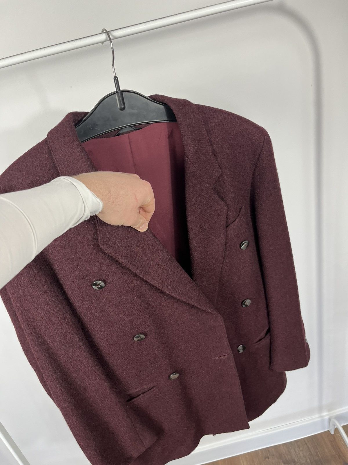 Other Vintage Burgundy Wool Double Breasted Mens Blazer Size 42R - 4 Thumbnail