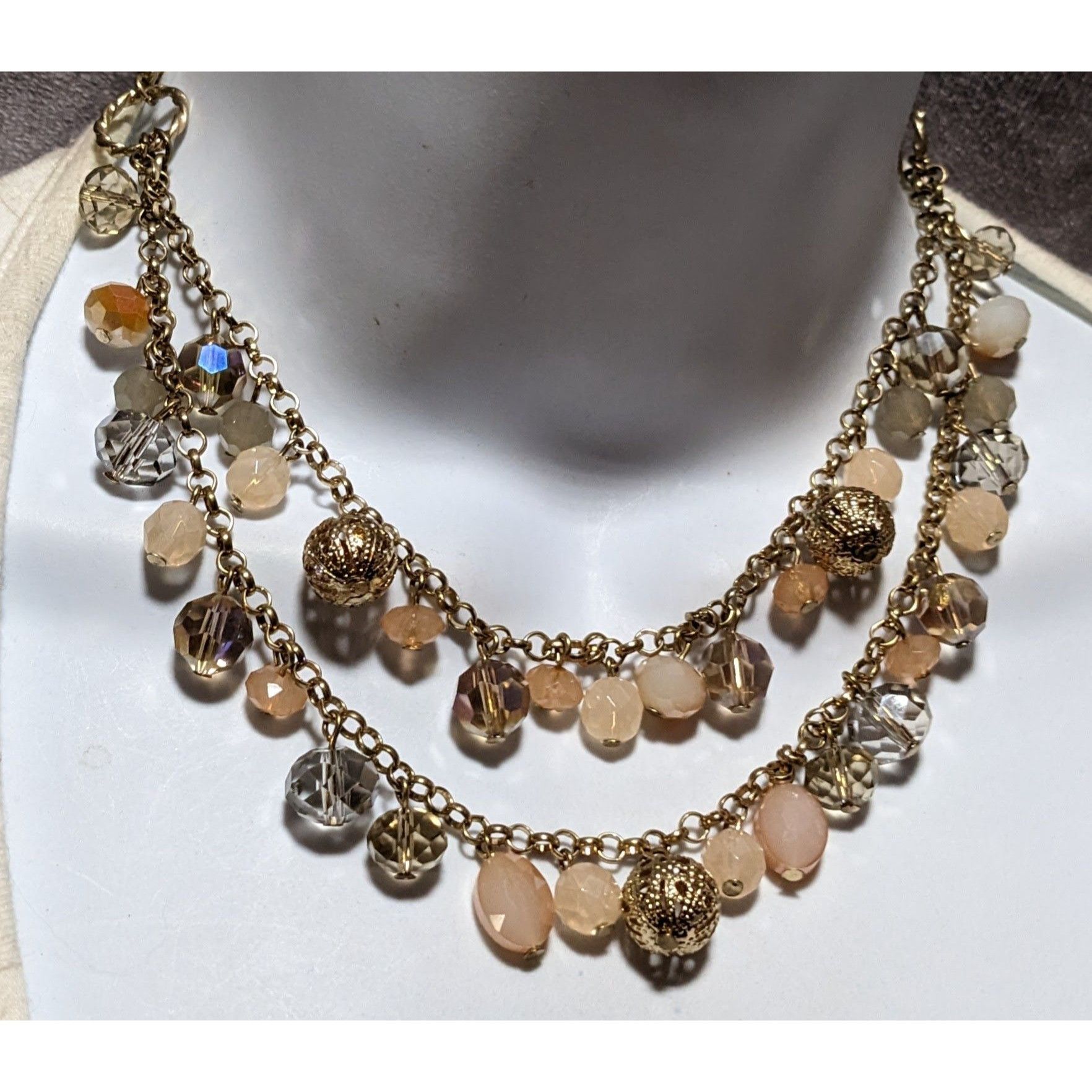 Other Peach And Gold Multilayer Beaded Necklace Size ONE SIZE - 6 Thumbnail