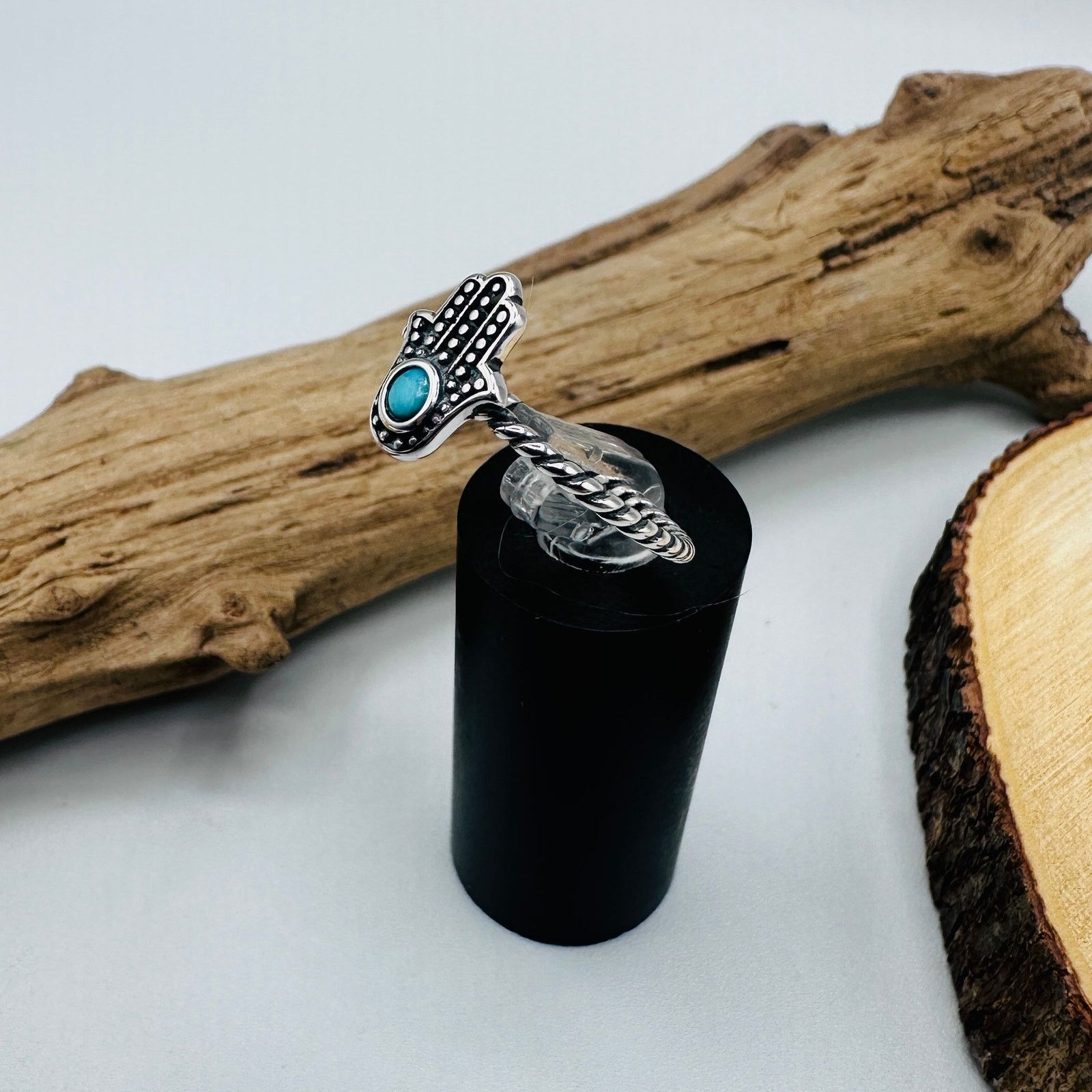 The Unbranded Brand Hamsa Turquoise and Sterling Silver Ring Size ONE SIZE - 4 Thumbnail