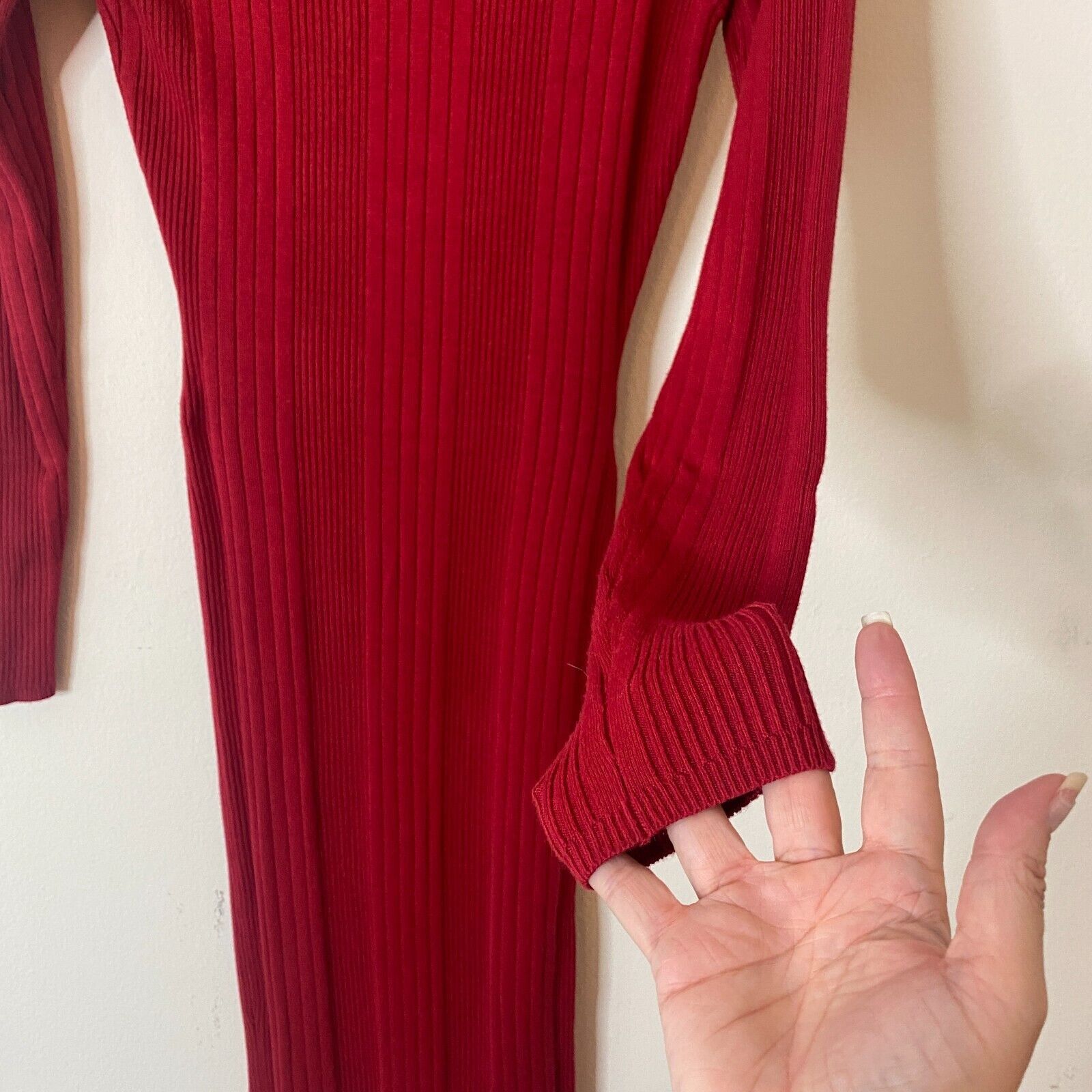 Guess Guess Red Asymmetric Turtle Neck Sweater Dress Side Button Size XS / US 0-2 / IT 36-38 - 7 Thumbnail