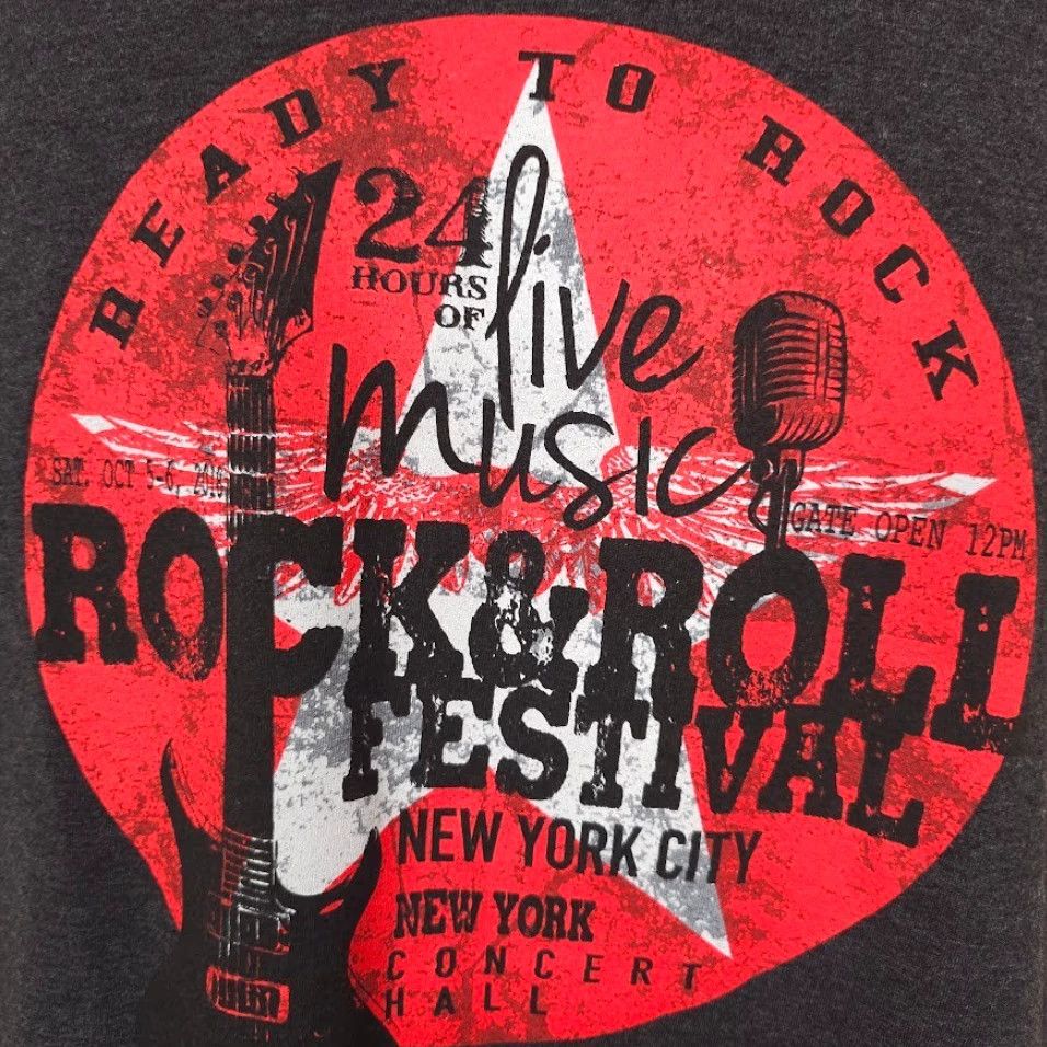 Jerzees Rock & Roll Festival T Shirt Mens Size Large Gray New York City Live Music Shirt Mens L Gray Music Rock Festival T-Shirt Mens Size US L / EU 52-54 / 3 - 3 Thumbnail