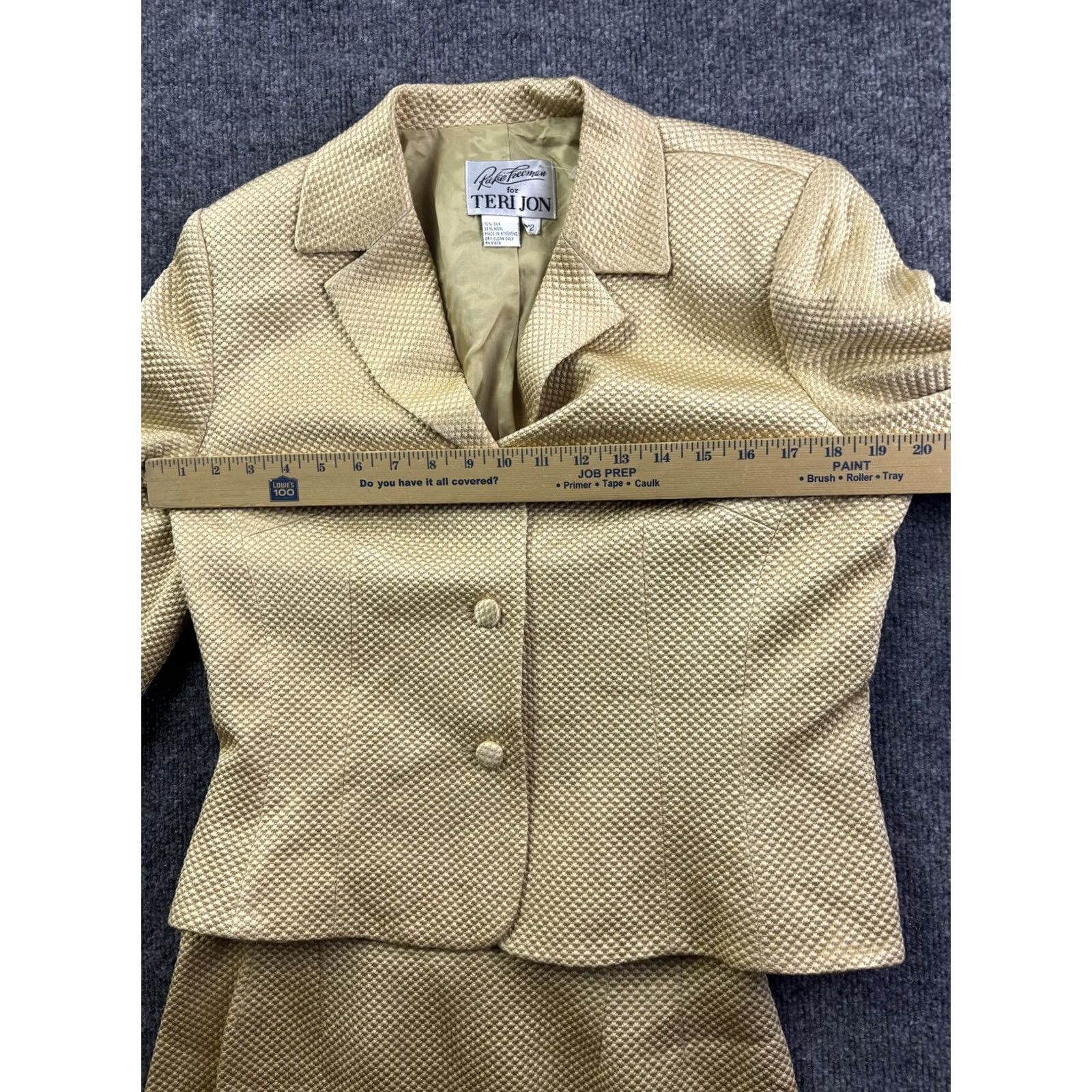 Vintage VINTAGE Rickie Freeman for Teri Jon Skirt Suit Womens 12 Gold Wool Jacquard 2 Piece Lined Size 34" / US 12 / IT 48 - 7 Thumbnail