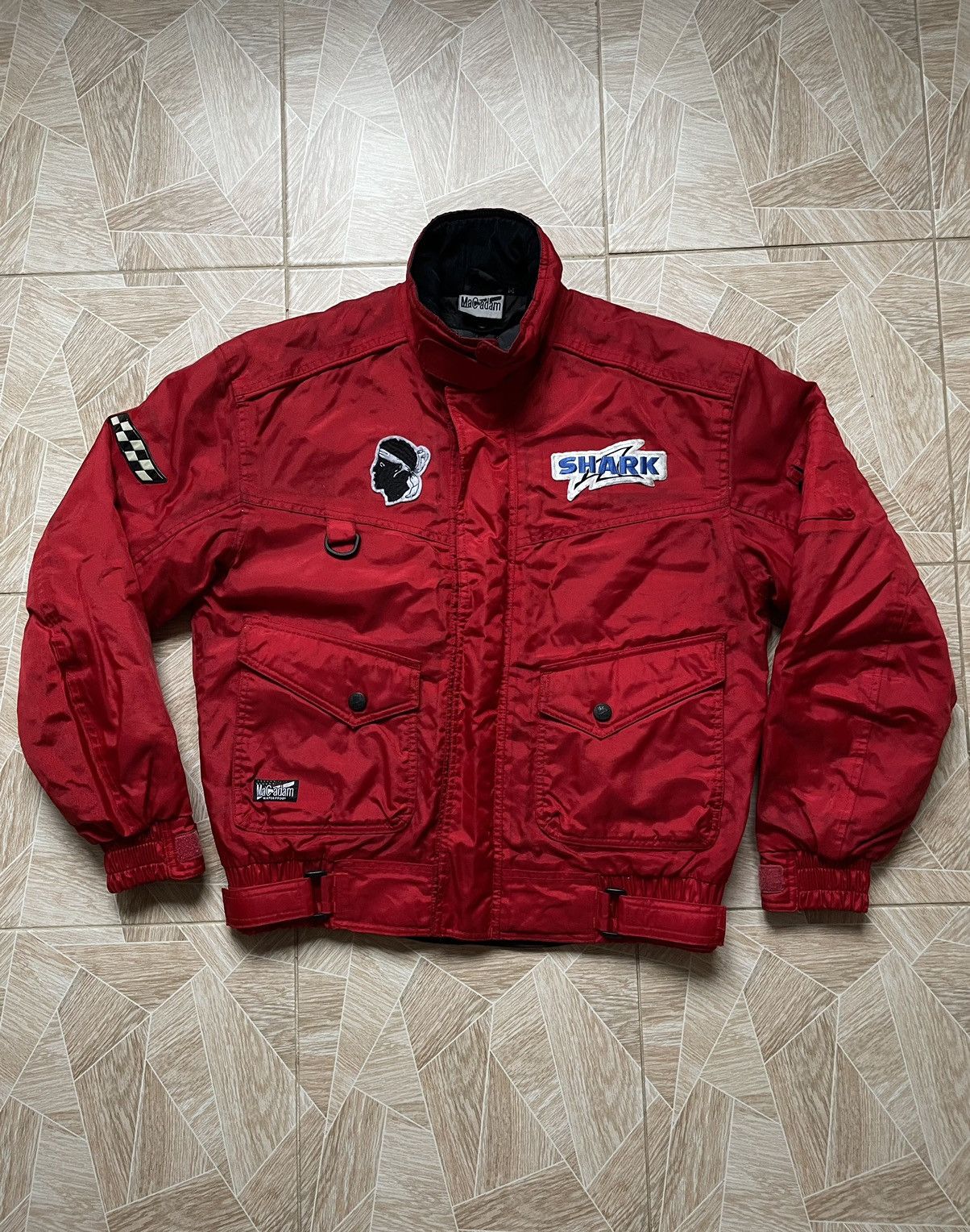 image of Honda Vintage Racing Team Big Logo Y2K Waterproof Jacket in Red/White, Men's (Size Medium)