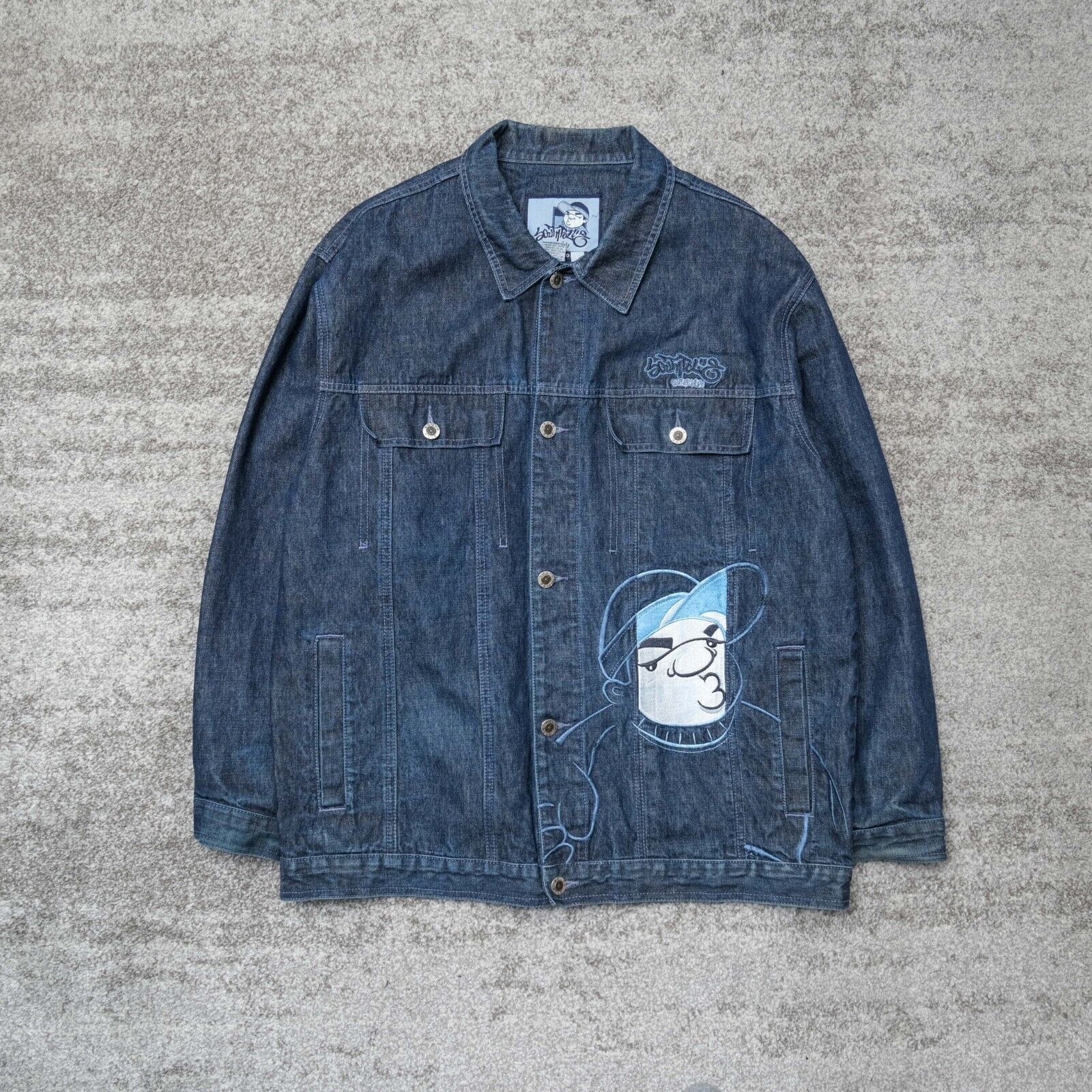 Vintage Y2K South Pole Heavy Embroidered Faded Boxy Denim outlet Trucker Jacket Mens XL