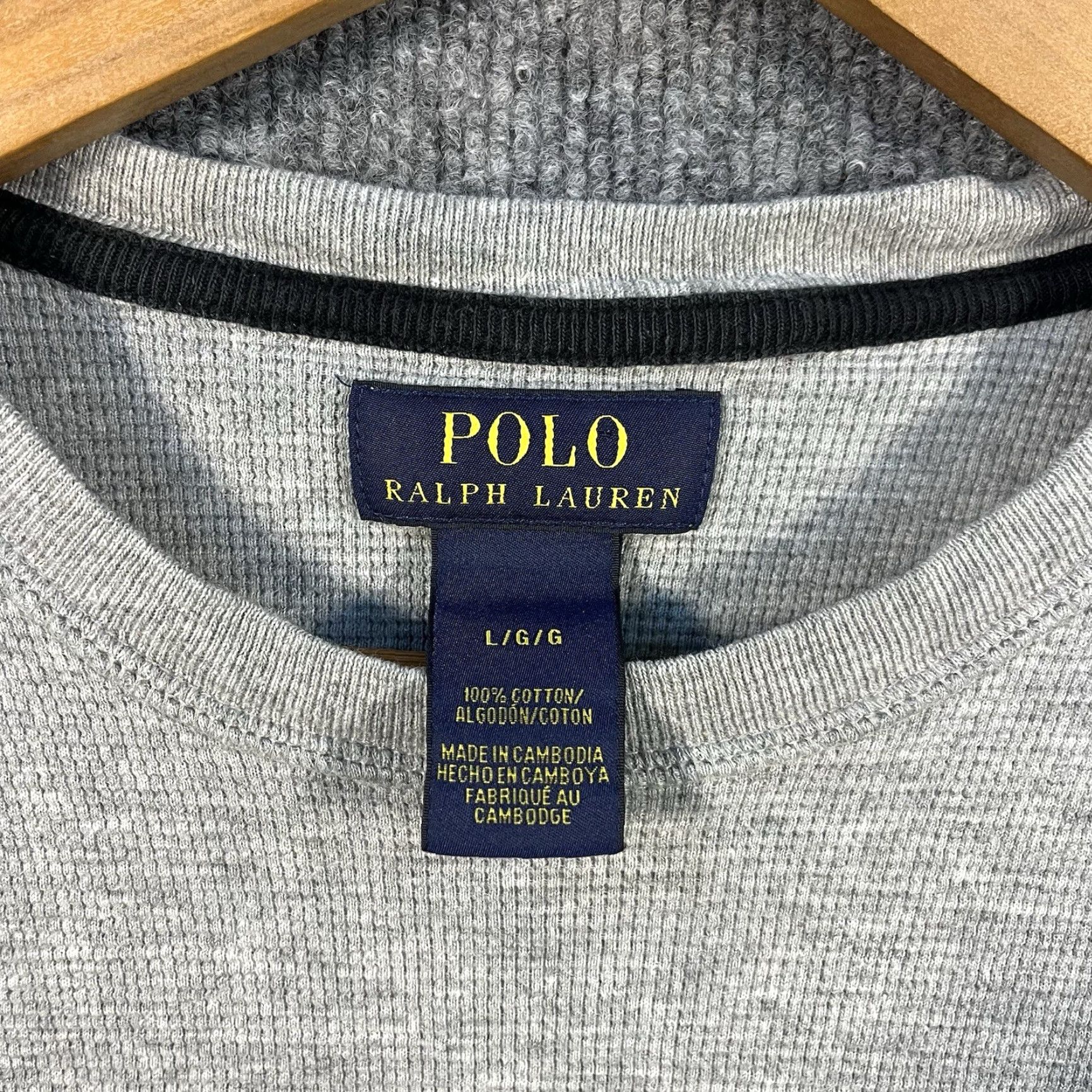 Polo Ralph Lauren Polo Ralph Lauren Shirt Mens L Gray Waffle Knit Crewneck Cotton Logo Pony Size US L / EU 52-54 / 3 - 3 Thumbnail