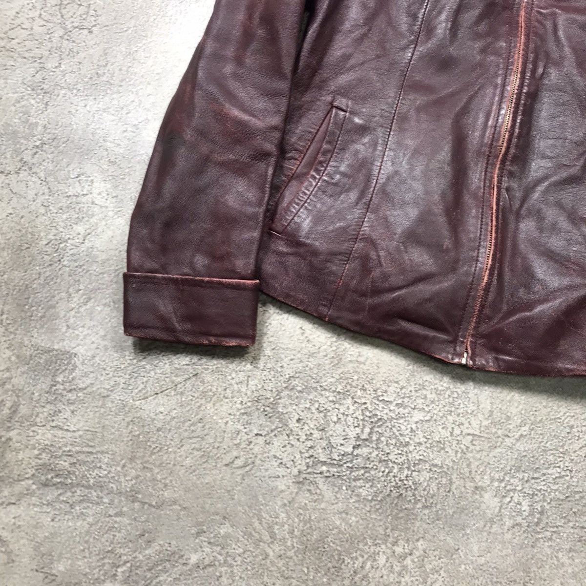 Vintage Vintage 90s Burgundy Leather Biker Jacket Streetwear Logo M Size M / US 6-8 / IT 42-44 - 4 Thumbnail