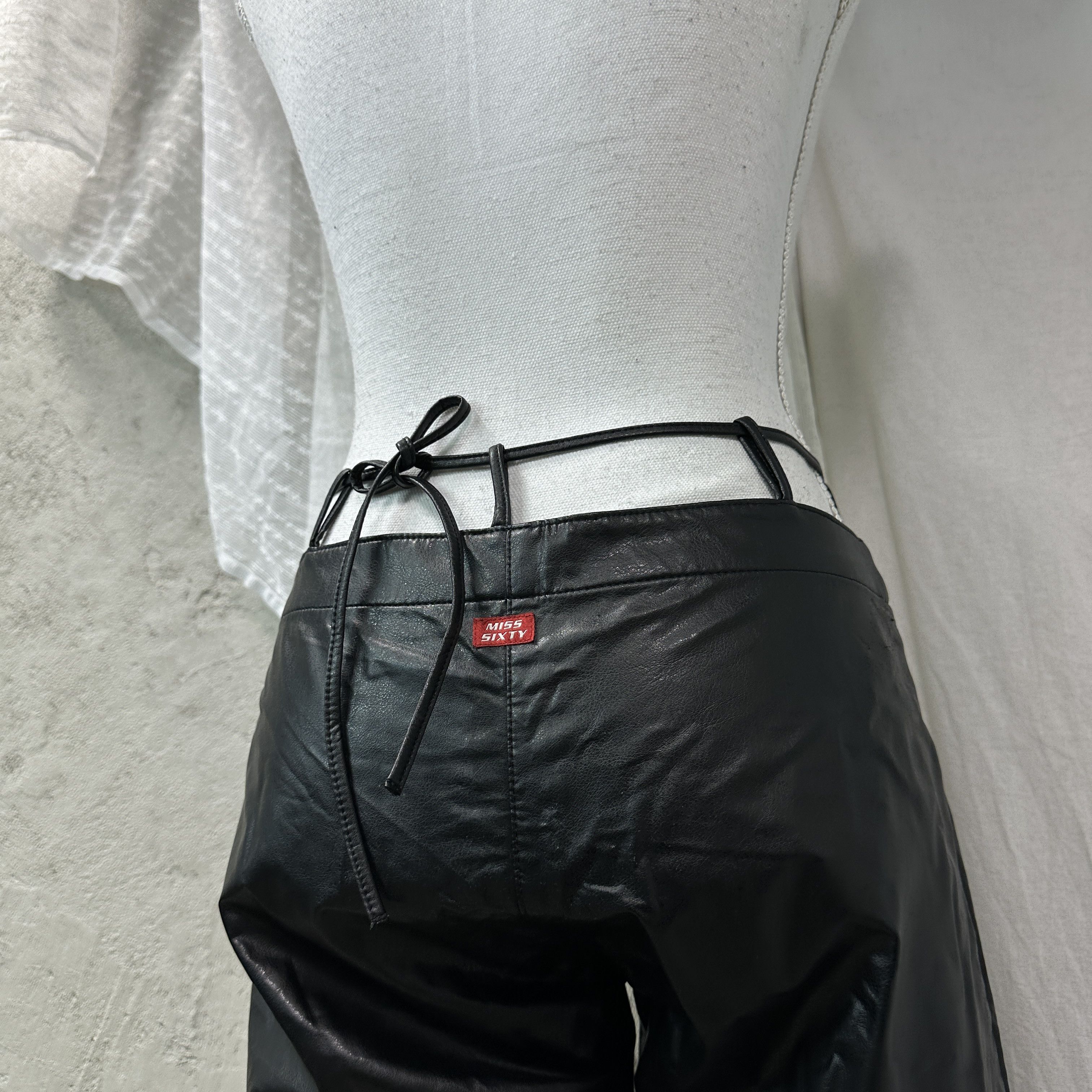 Miss Sixty Vintage Leather Biker Grunge Miss Sixty Pants Y2K Size 29" - 4 Thumbnail