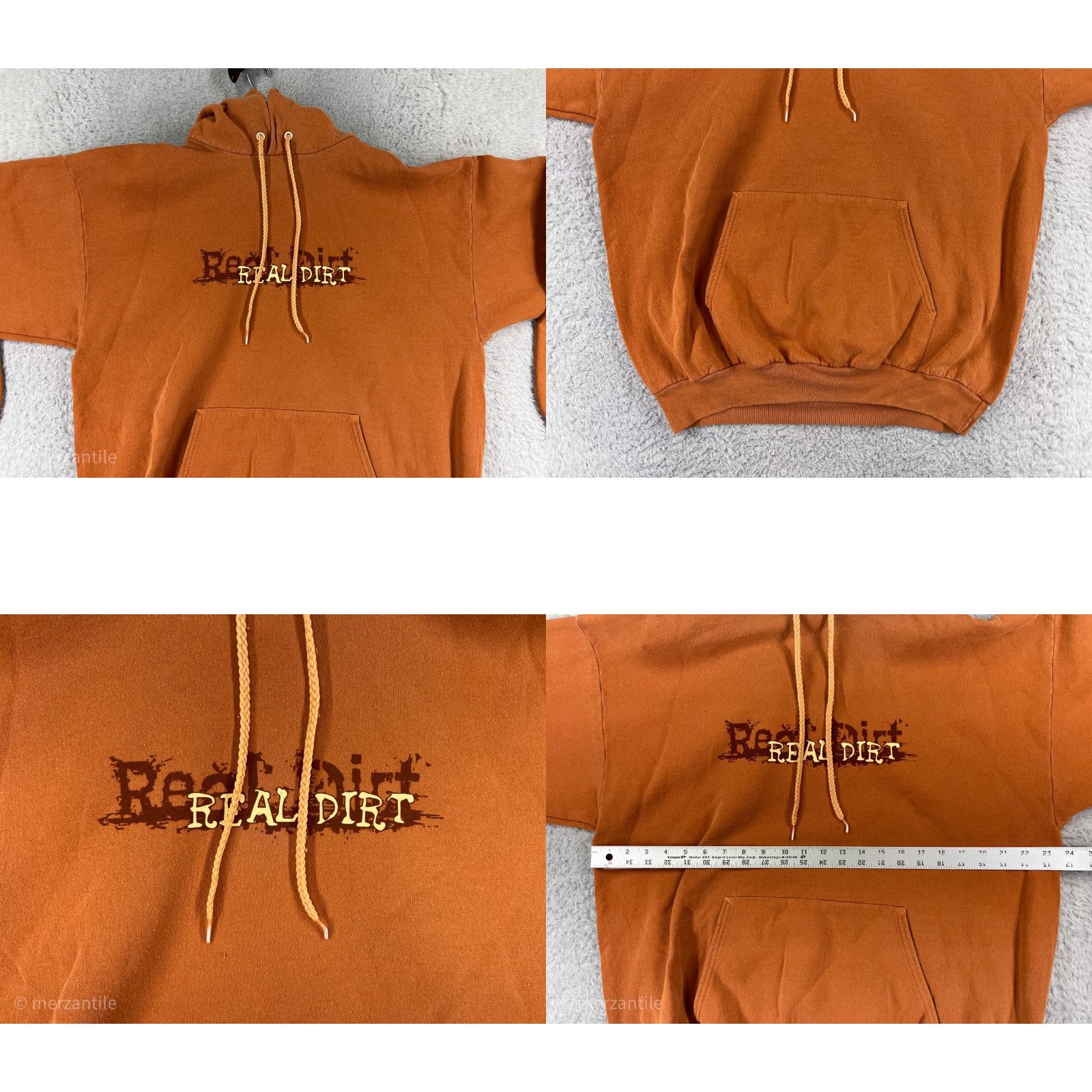 Vintage Real Dirt Adult XL Orange Hoodie Sweater Men Pockets Size US XL / EU 56 / 4 - 8 Thumbnail