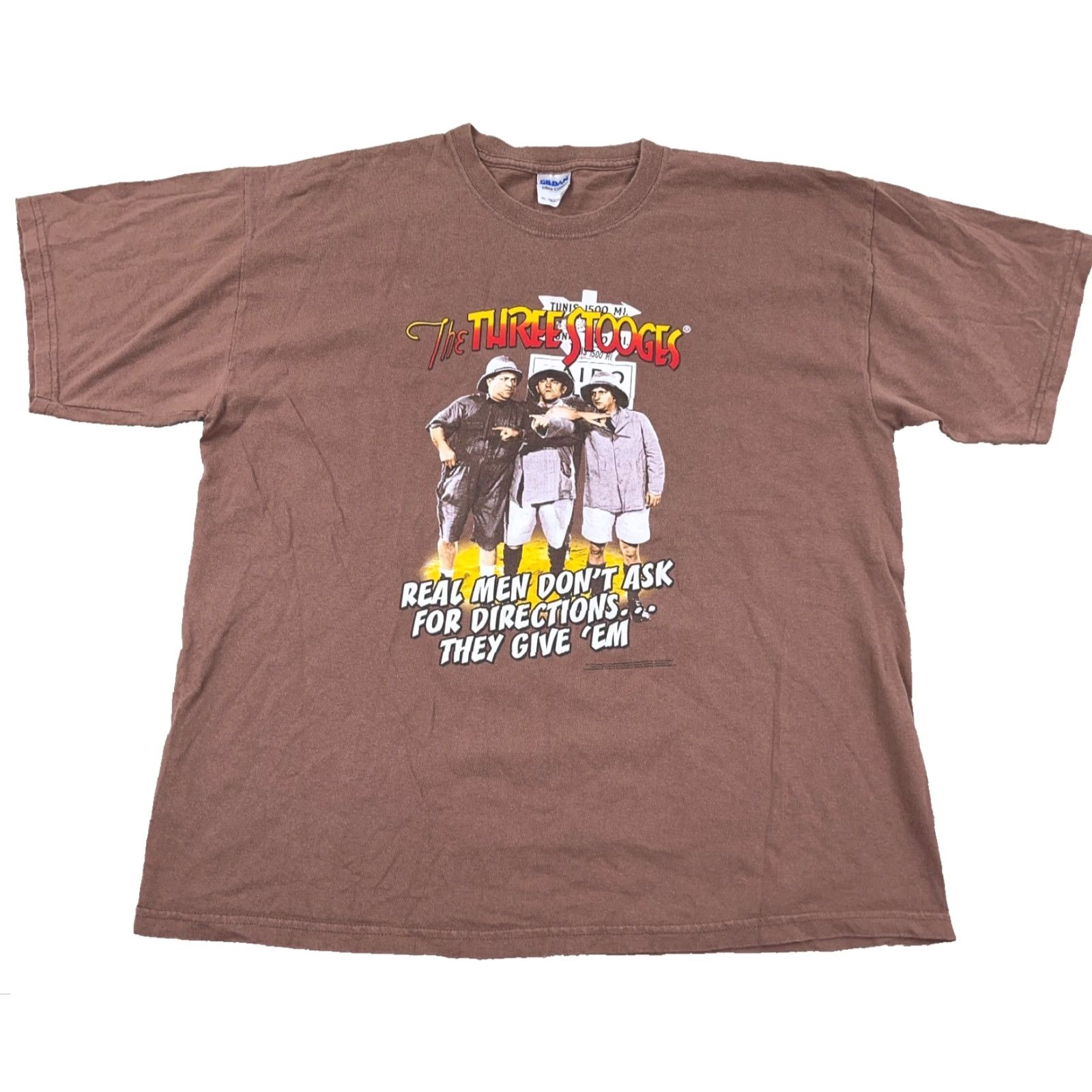 Gildan Vintage Y2K Three Stooges Shirt Men XL Brown Tee Movie TV Show Promo Stooge Shirt Size US XL / EU 56 / 4 - 2 Thumbnail