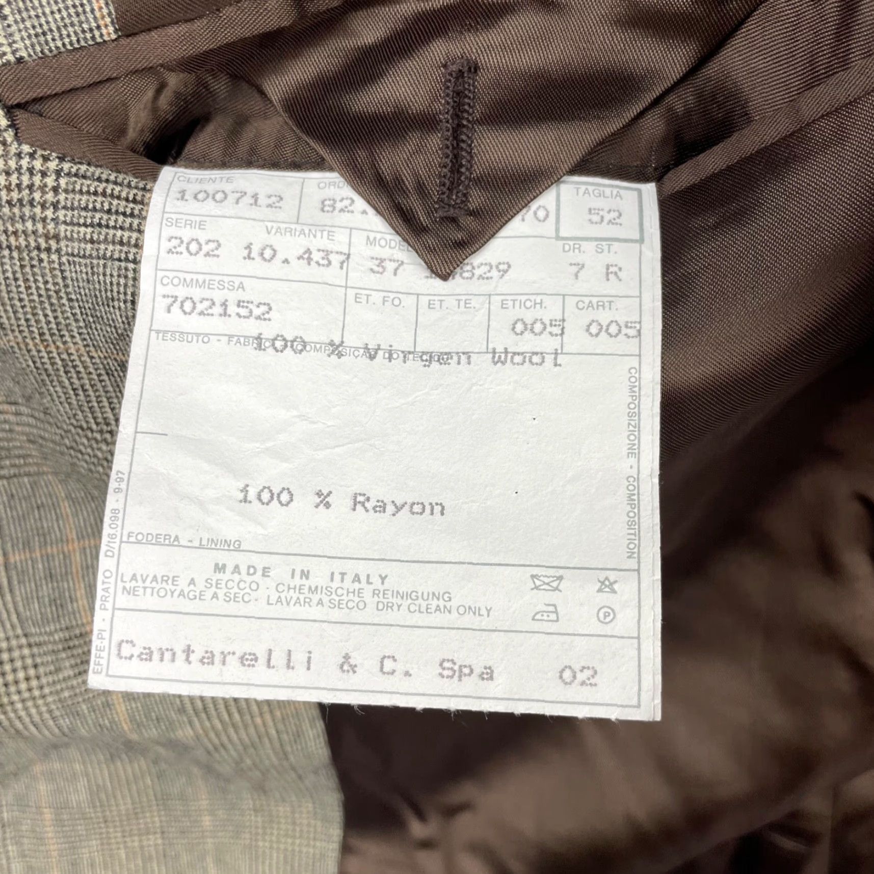 Cantarelli Cantarelli Blazer Men’s Flannel Wool Beige Glen Plaid 42R US | 52 EU Jacket Single-Breasted 3-Button Notch Luxury Italy Mens Size 42R - 7 Thumbnail