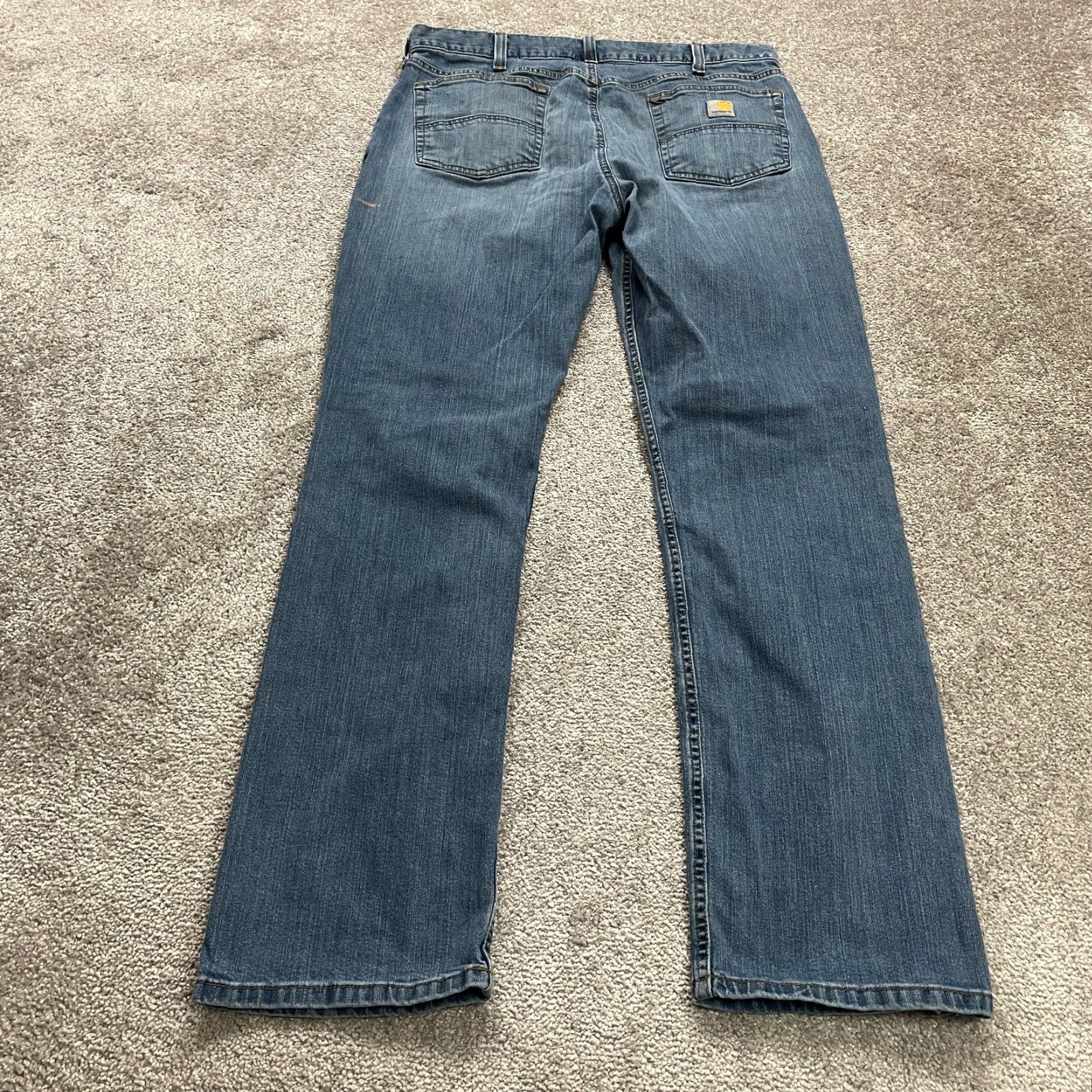 Carhartt Carhartt Jeans Mens 36x33 Blue Dark Wash Relaxed Fit Straight Denim Rugged Flex Logo USA Size US 36 / EU 52 - 2 Thumbnail