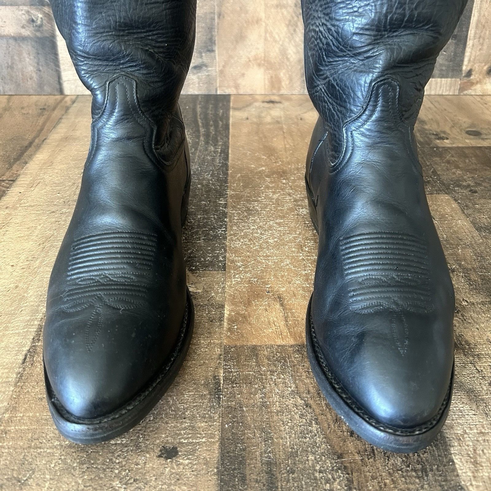 Tony Lama Tony Lama Vintage Black Vibram Sole Cowboy Boots Mens 11 EE Size US 11 / EU 44 - 9 Thumbnail