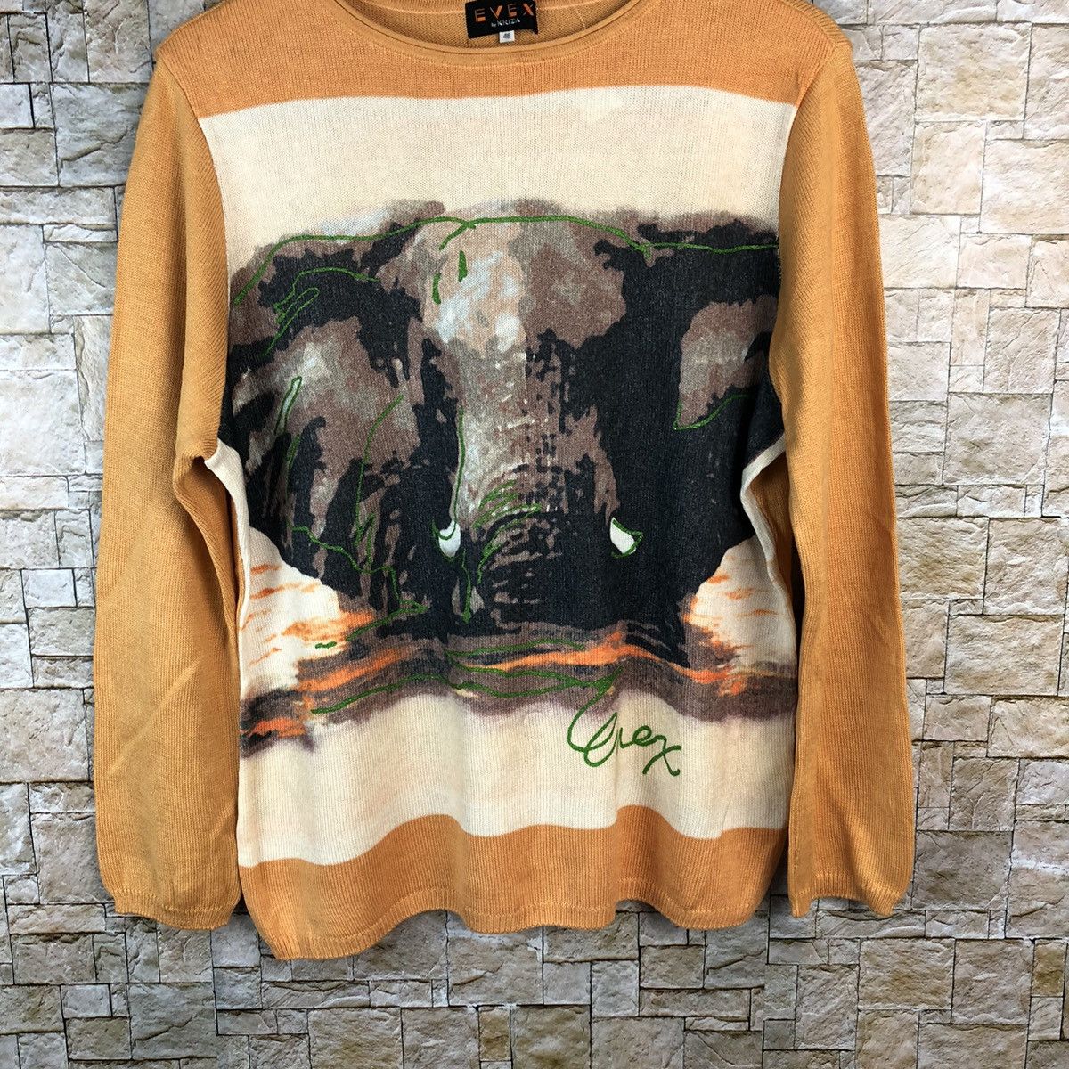Japanese Brand × Vintage Evex big elephant Orange Knitwear #A1185 Size L / US 10 / IT 46 - 3 Thumbnail