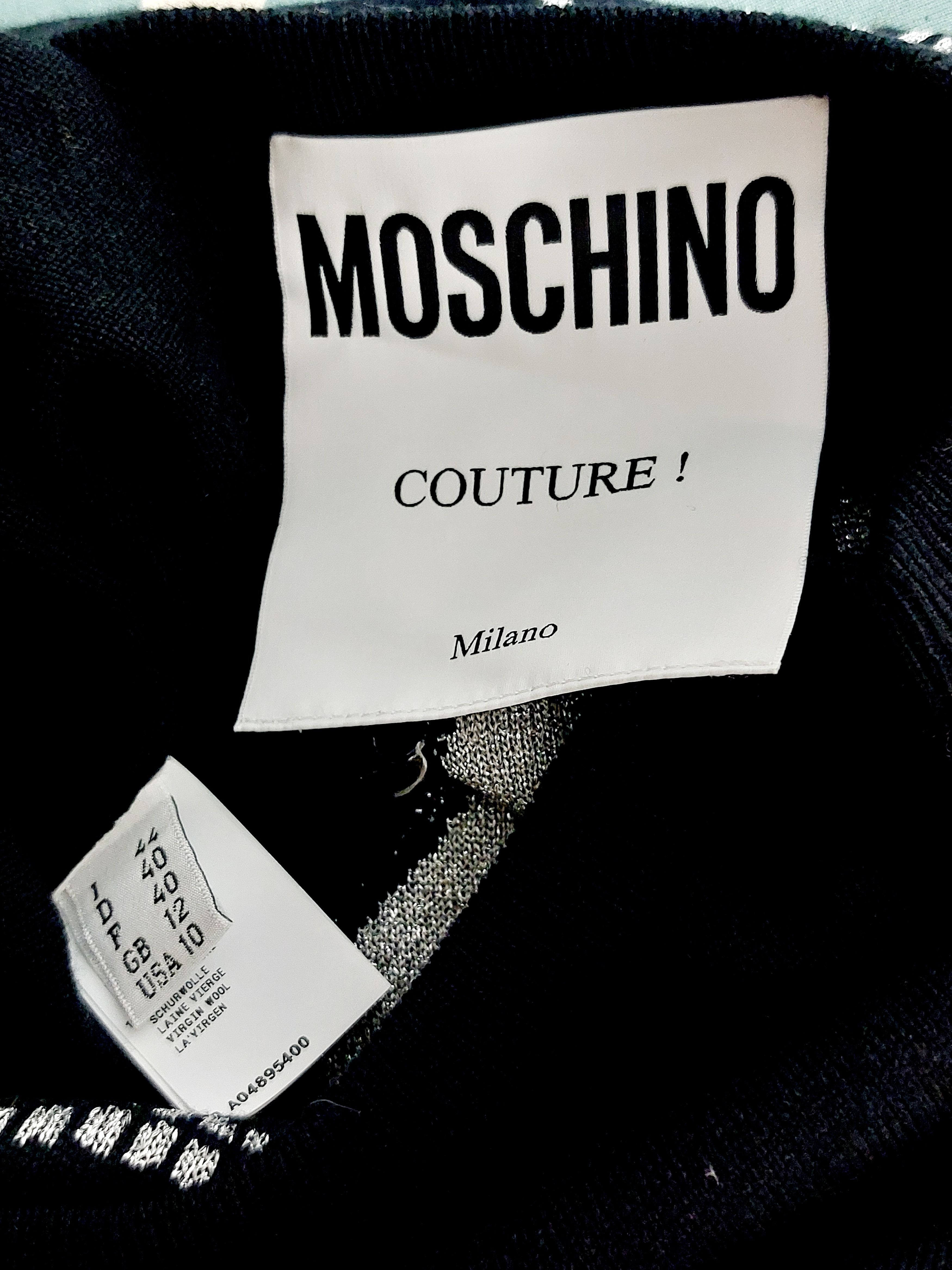 Moschino Moschino Couture Gold Skeleton Intarsia Wool Midi Dress Size M / US 6-8 / IT 42-44 - 12 Thumbnail