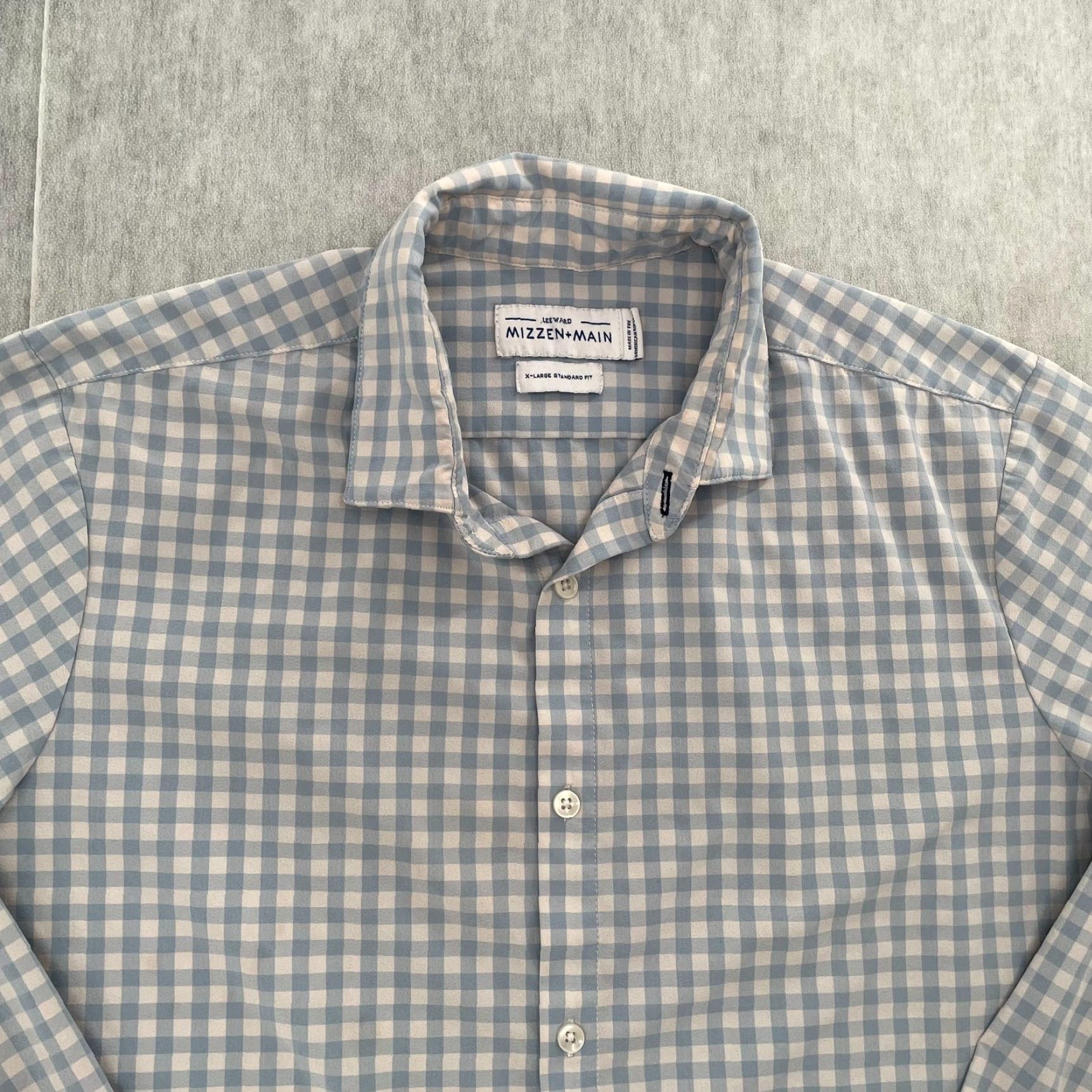 Mizzen+Main Mizzen Main Shirt Adult Blue Check Button Up Performance Stretch Men Extra Large XL Size US XL / EU 56 / 4 - 3 Thumbnail