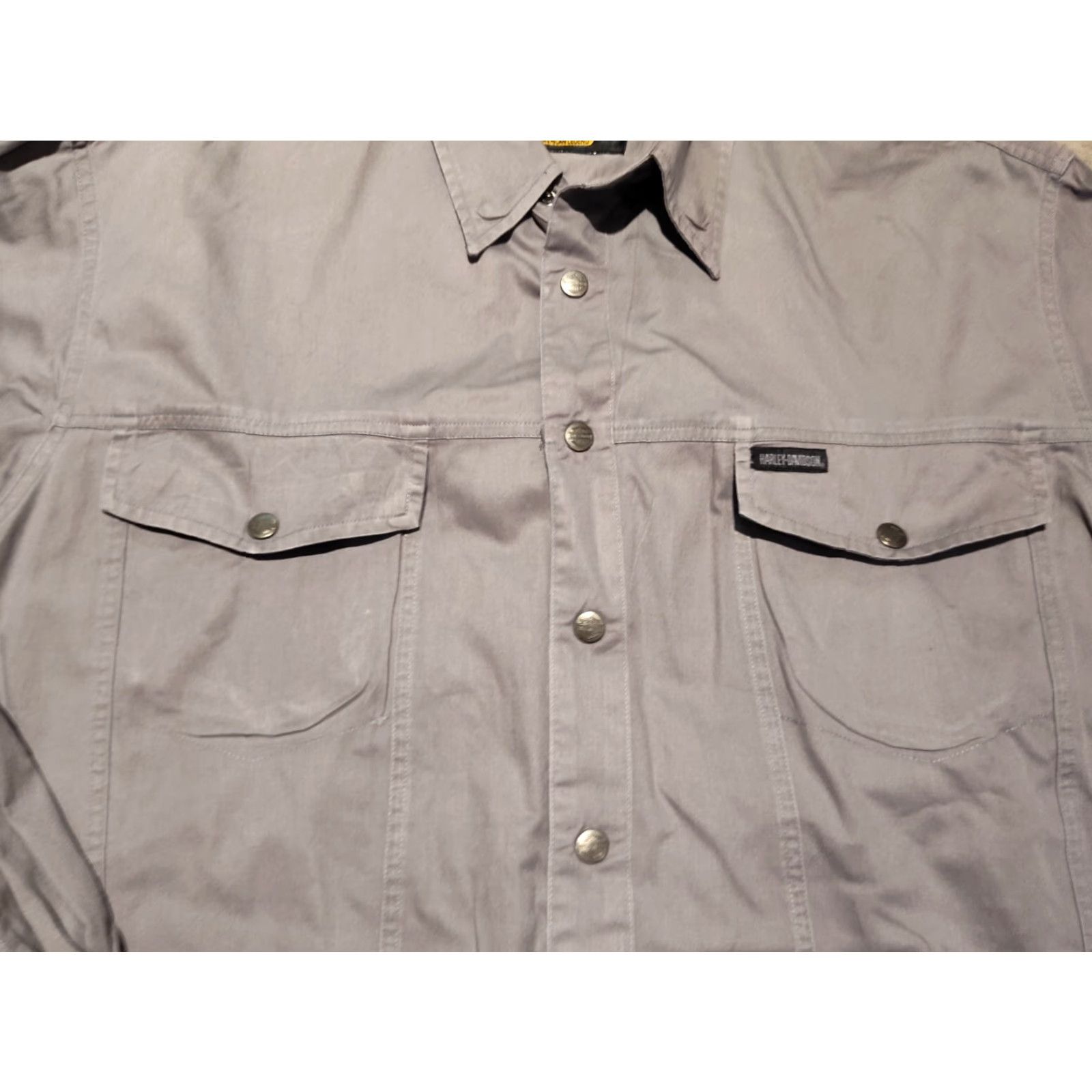 Harley Davidson Harley-Davidson Long Sleeve Button-Up Shirt XL Gray Canvas Biker Mens Size US XL / EU 56 / 4 - 6 Thumbnail