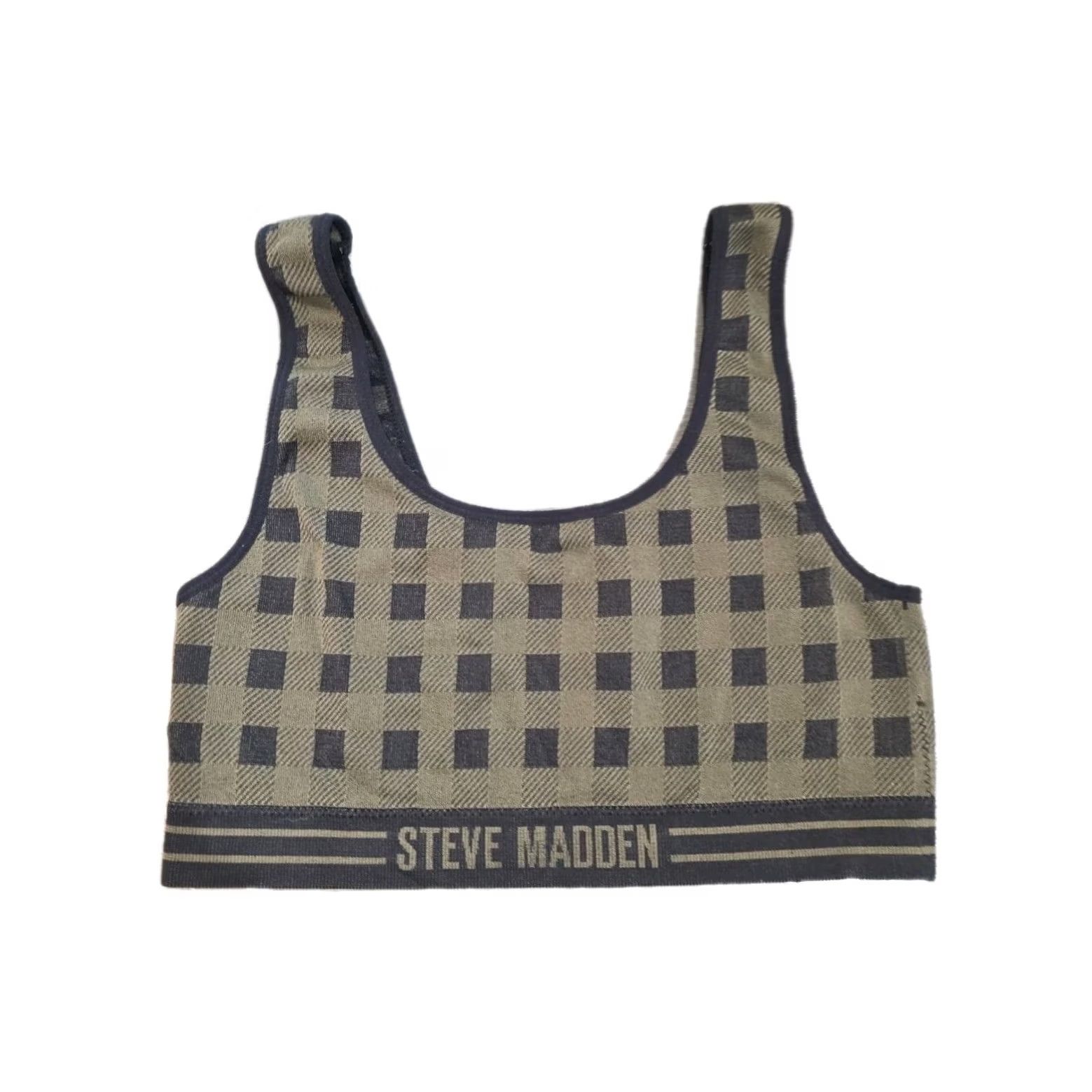 Steve Madden Steve Madden Lounge Top Bra Green Black Plaid Size XL Bralette Womens Wireless Removable Pads Cotton Polyester Spandex Size XL / US 12-14 / IT 48-50 - 2 Thumbnail