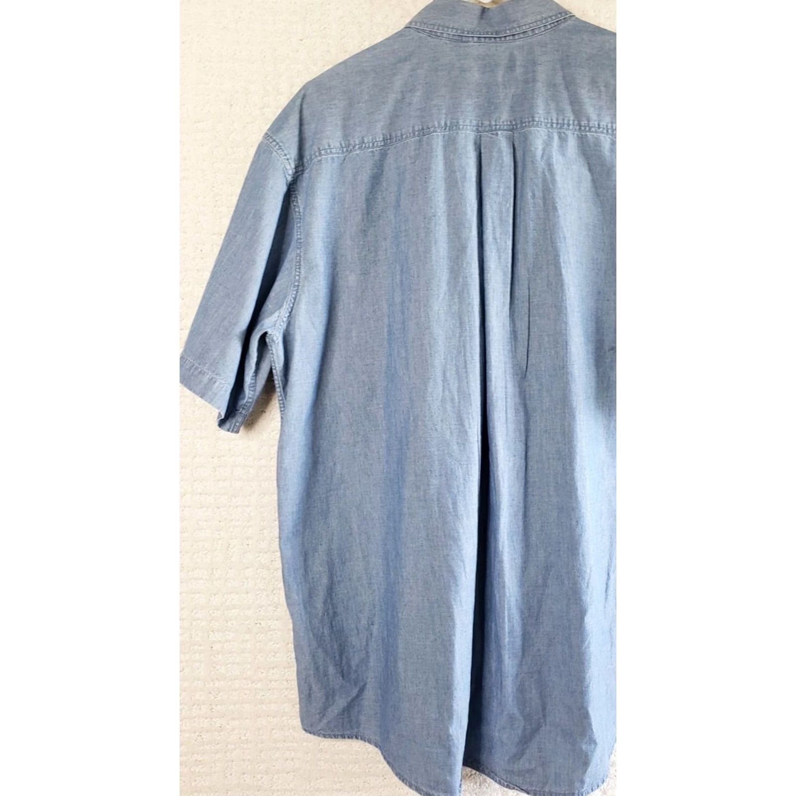 Vintage LL Bean Denim Short Sleeve Button Down Shirt Men Large Regular Blue Cotton Denim Button-Up Shirt Men's Large Regular Blue Size US L / EU 52-54 / 3 - 6 Thumbnail