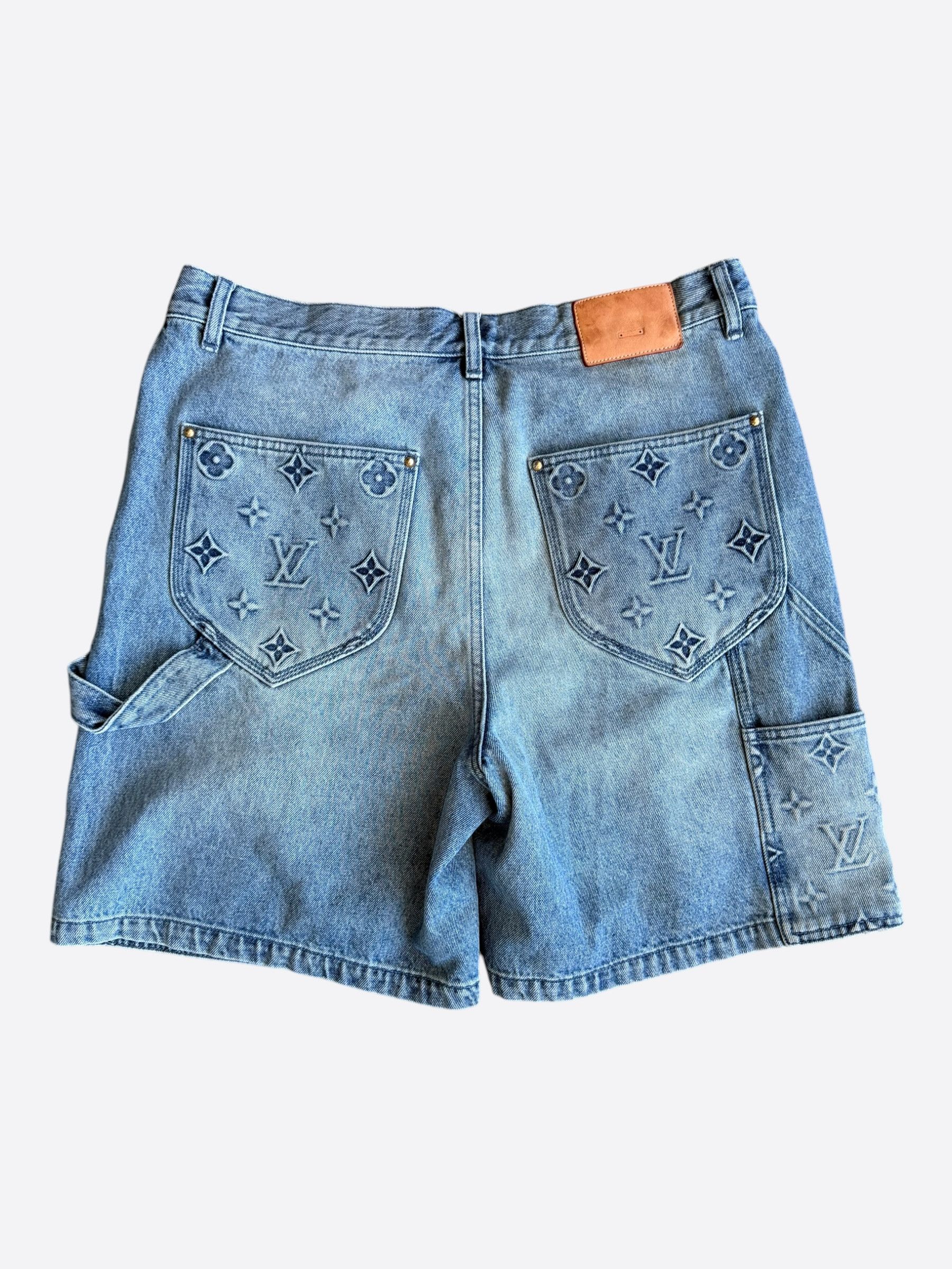 Louis Vuitton Louis Vuitton Blue Monogram Carpenter Denim Shorts Size US 34 / EU 50 - 2 Thumbnail