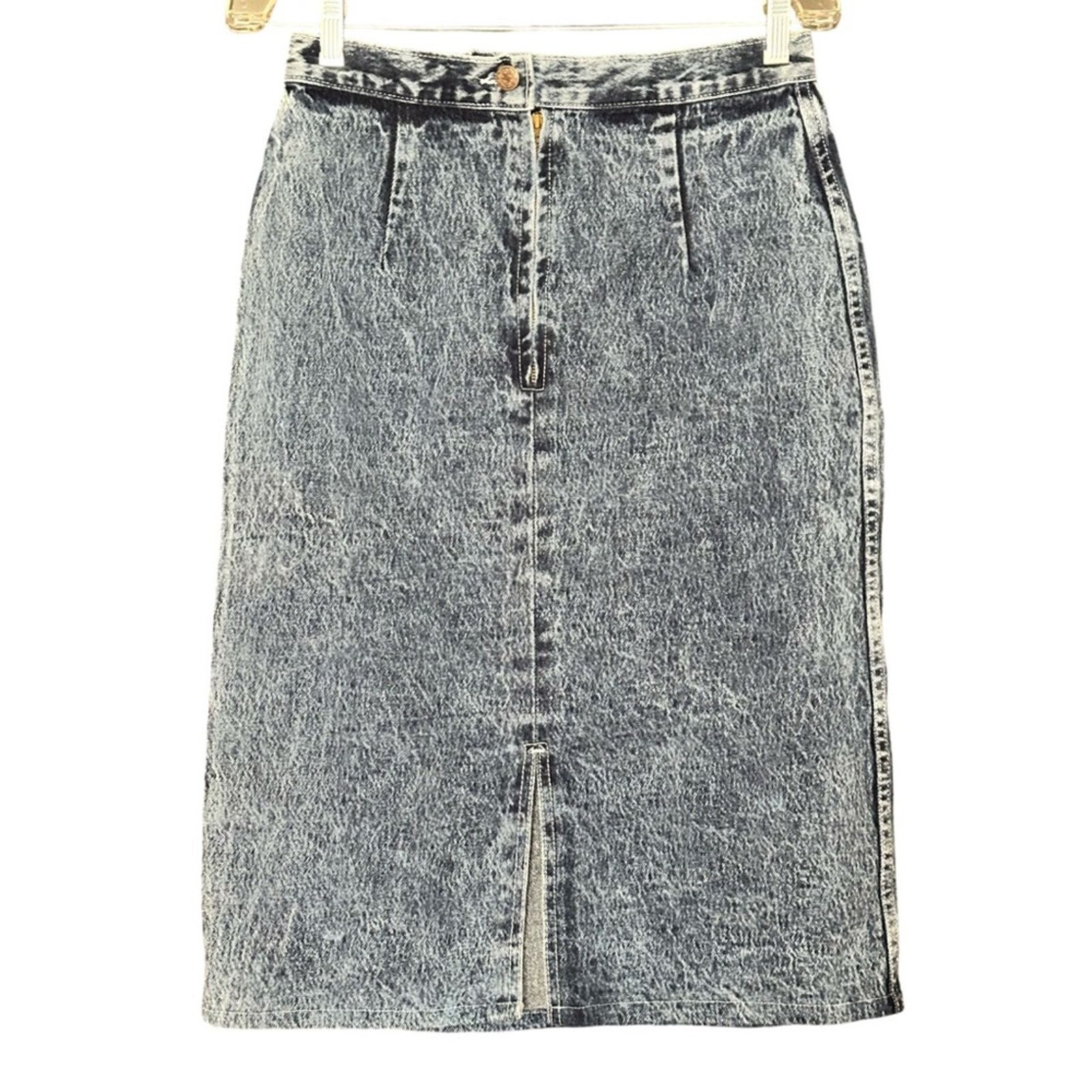 Other Vintage 80’s Two Plus One Stone Wash High Waist Denim Skirt Size 32" / US 10 / IT 46 - 2 Thumbnail