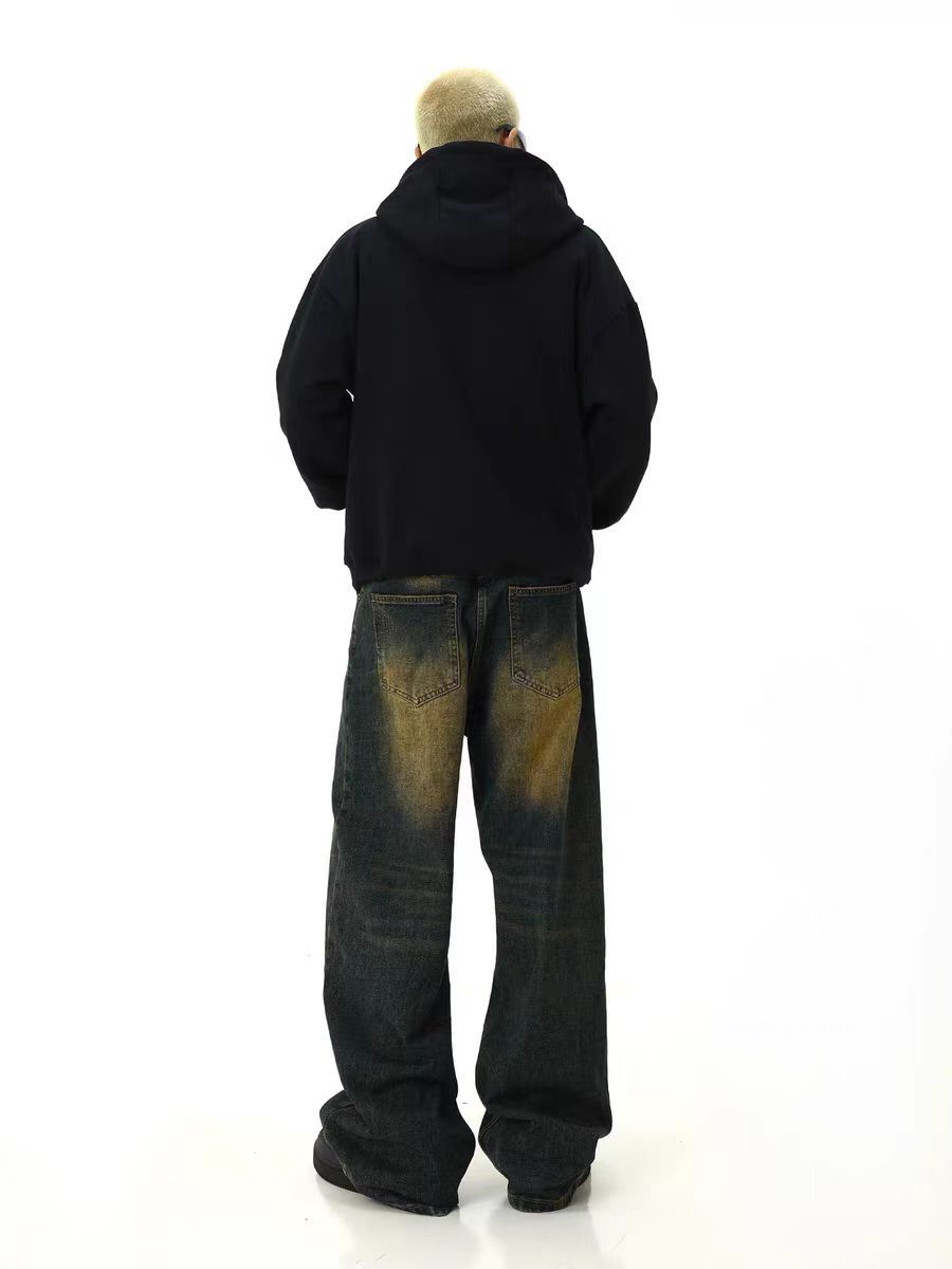 Japanese Brand × Jean Retro distressed washed yellow mud-dyed straight-leg jeans Size US 32 / EU 48 - 4 Thumbnail