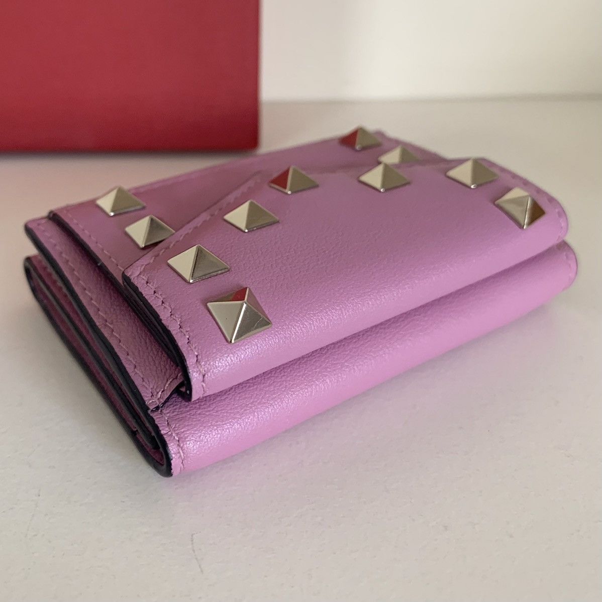 Valentino Pink rockstud trifold wallet Size ONE SIZE - 3 Thumbnail