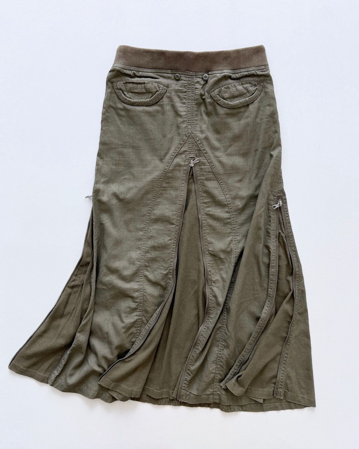 Japanese Brand GOA LINEN MILITARY MULTI-ZIP MAXI SKIRT Size 28" / US 6 / IT 42 - 9 Thumbnail