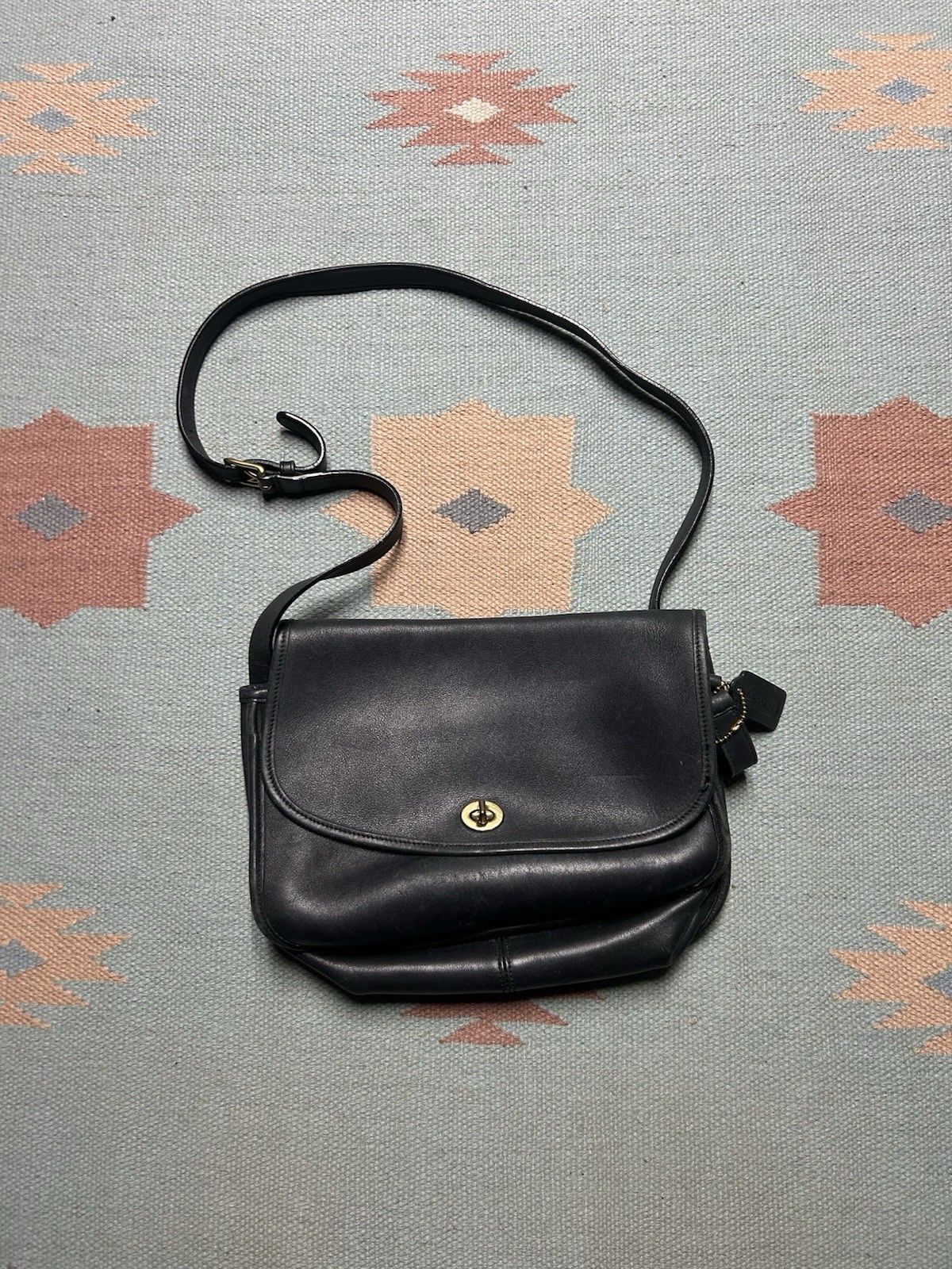 Vintage Coach City Leather Bag Handbag Purse Crossbody Lock 9790 Usa in Black, Women's