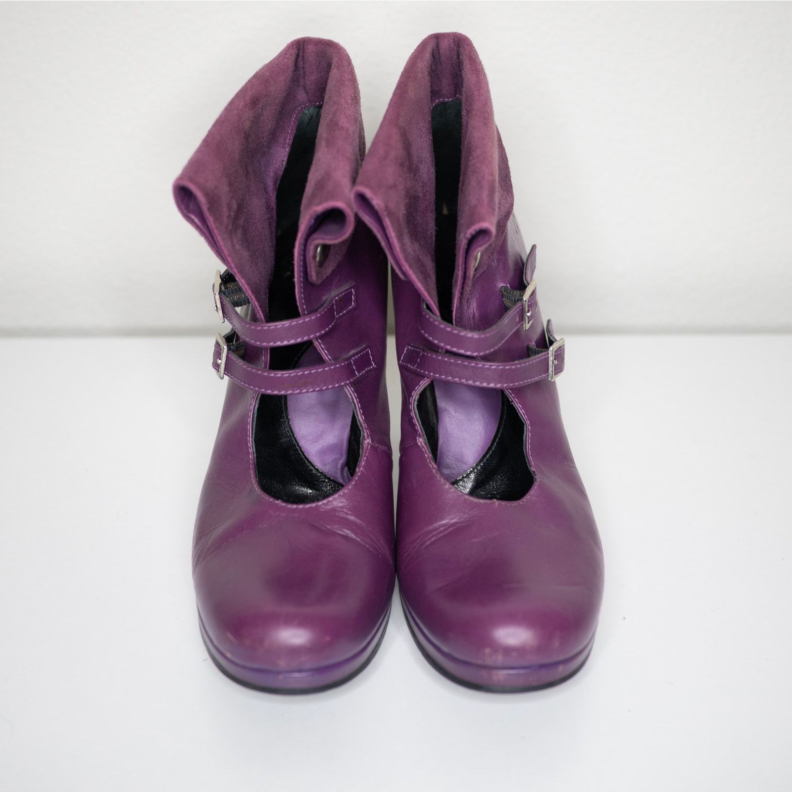 John Fluevog John Fluevog Listen Up Sienna Purple Leather Booties Size US 7.5 / IT 37.5 - 3 Thumbnail