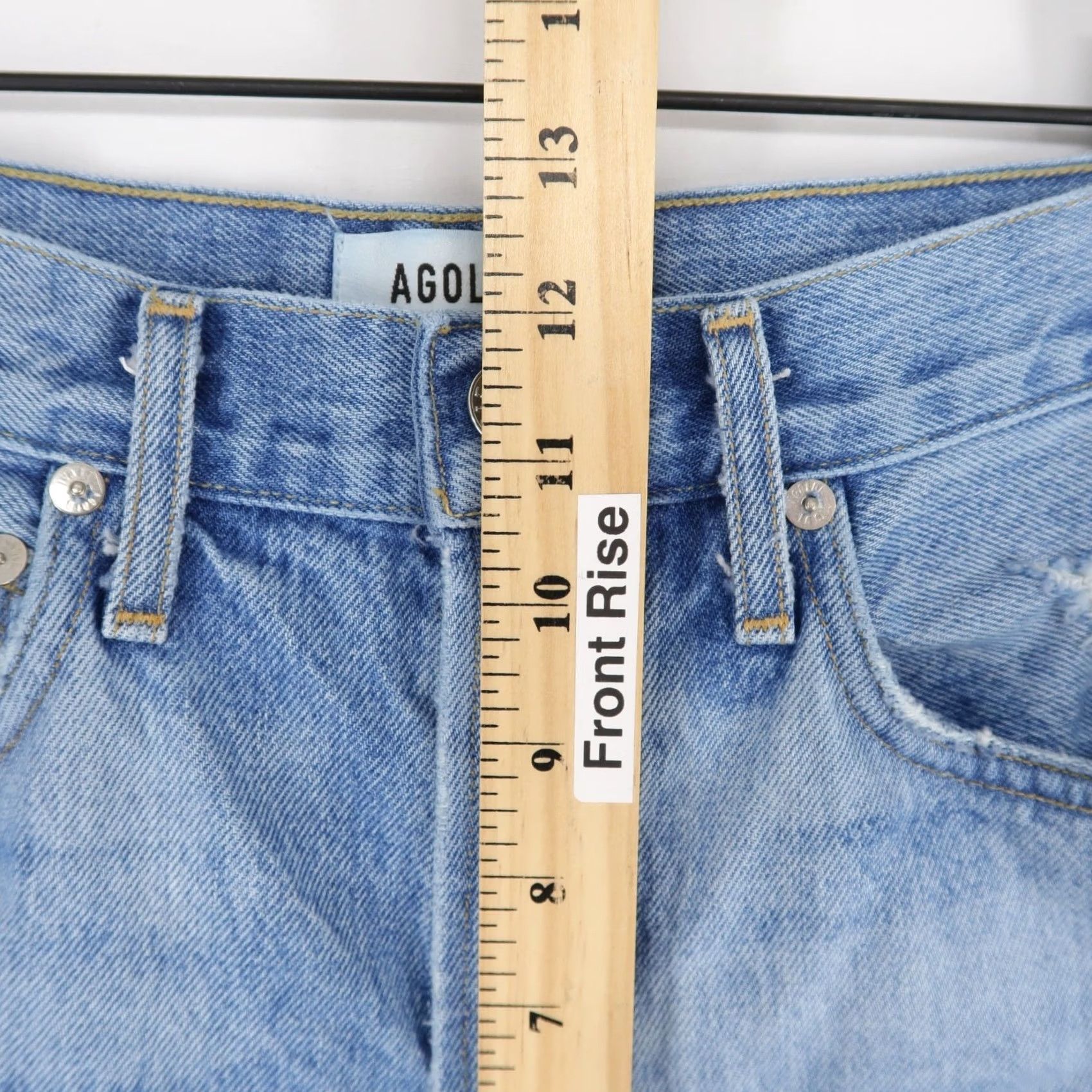 Agolde AGOLDE Jeans 25 Blue High Rise Loose Fit Distressed Button Fly 90s Womens Jeans Accessories/Denim Rise: High Womens 90s Distressed Blue Jeans Size 42" / US 20 - 6 Thumbnail