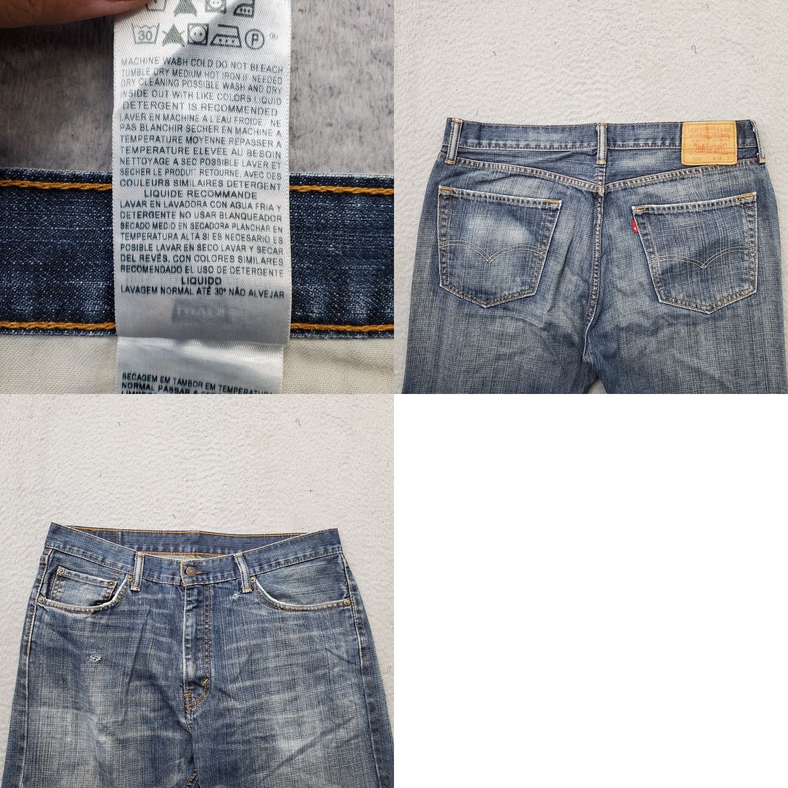 Levi's Levi's 505 Straight Leg Jeans Mens 36x30 Blue Denim Whiskered Double-Stitch Jeans Size US 36 / EU 52 - 8 Thumbnail