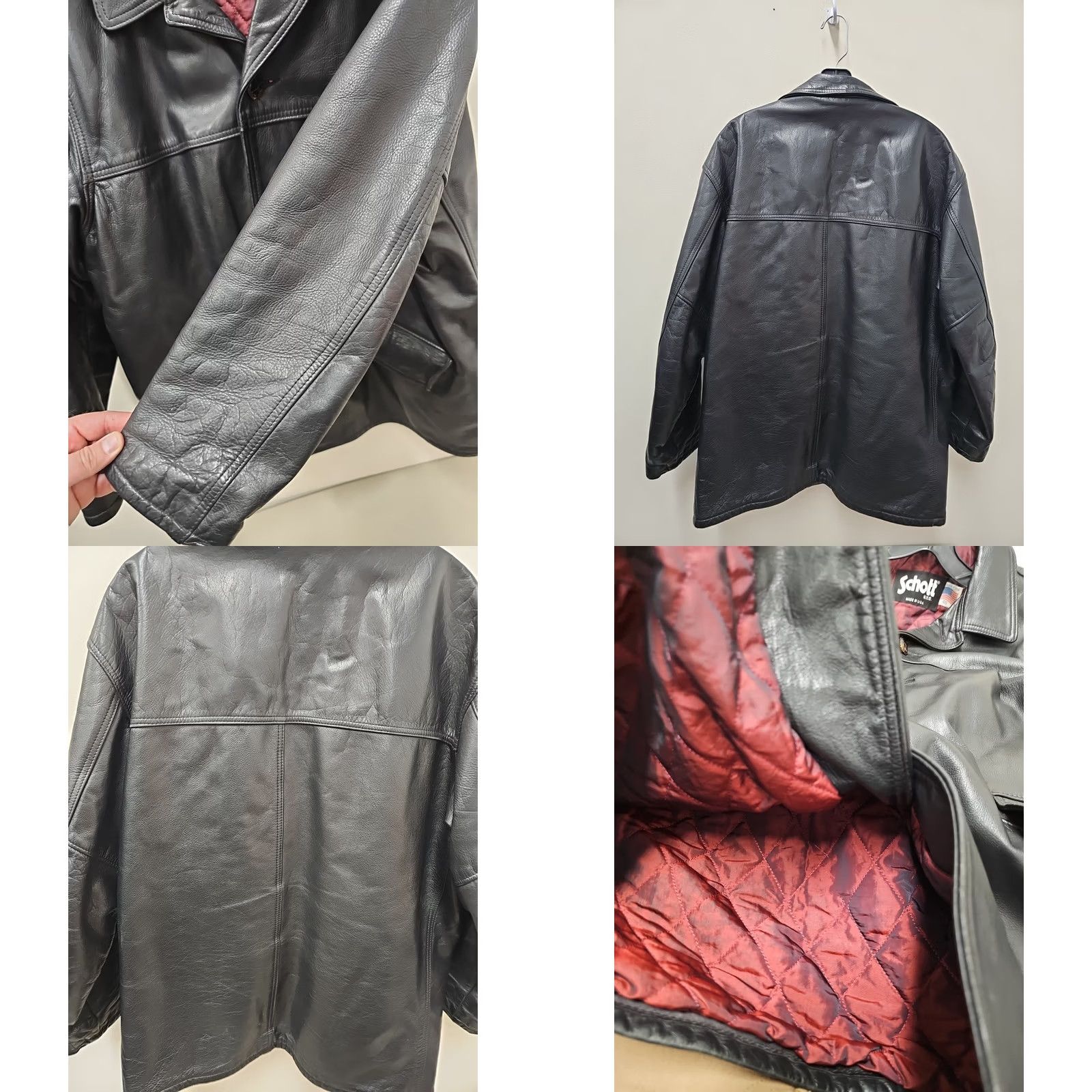 Schott VINTAGE Schott NYC 46 Black Leather Car Coat Jacket Men’s Long Overcoat Casual Formal Size US S / EU 44-46 / 1 - 8 Thumbnail