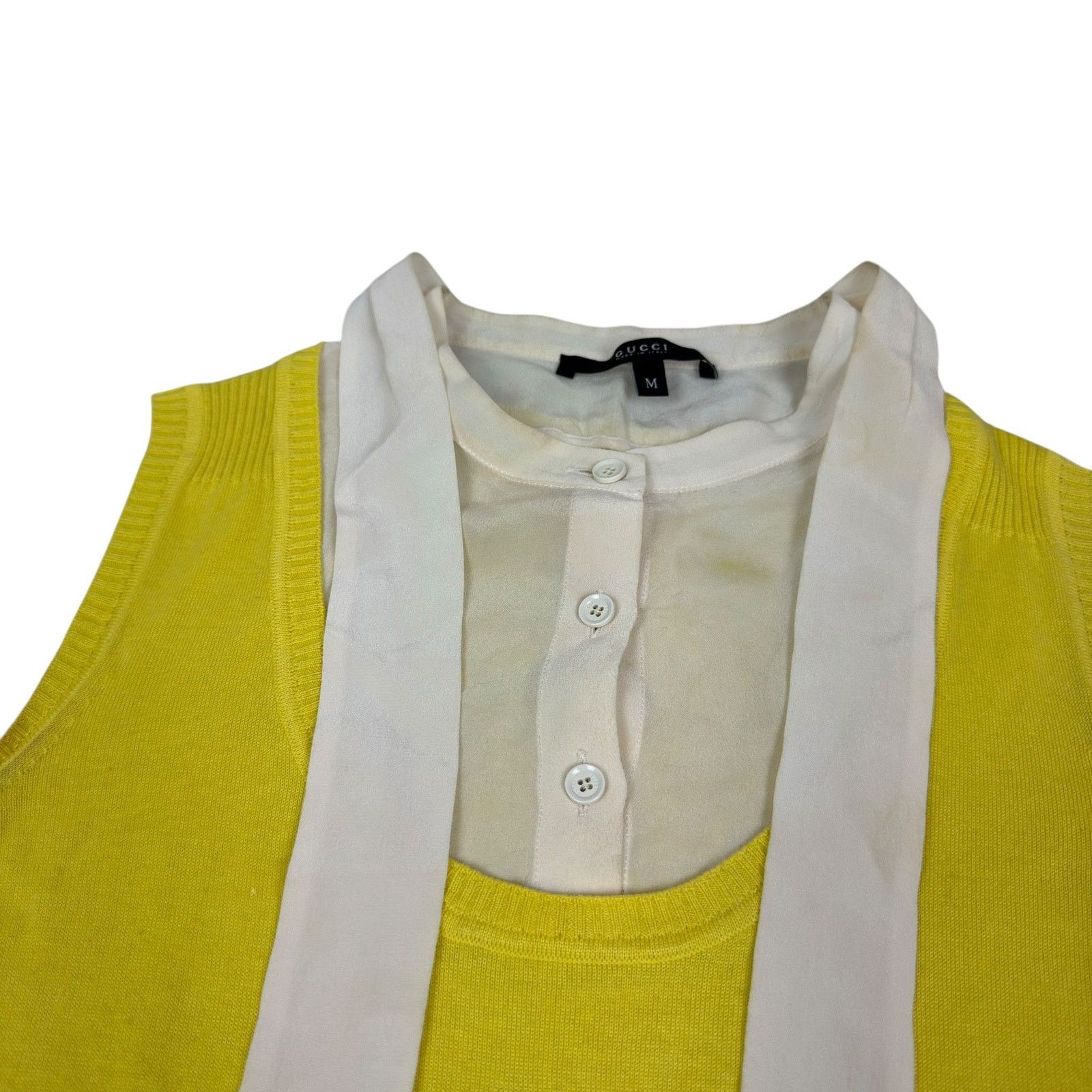 Gucci × Japanese Brand Gucci Womens Cream Yellow Knitted Sleeveless Sweater Medium Size M / US 6-8 / IT 42-44 - 3 Thumbnail