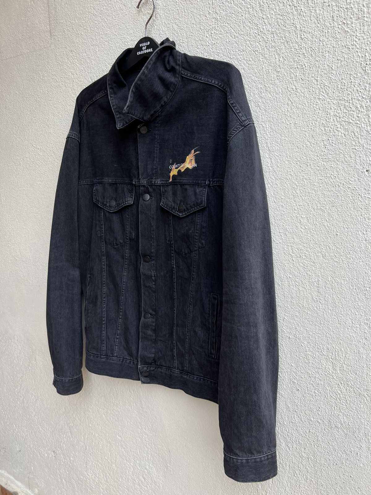 Marcelo Burlon Burning 🔥 Basketball Fade Black Denim Trucker Jacket Size US XXL / EU 58 / 5 - 9 Thumbnail