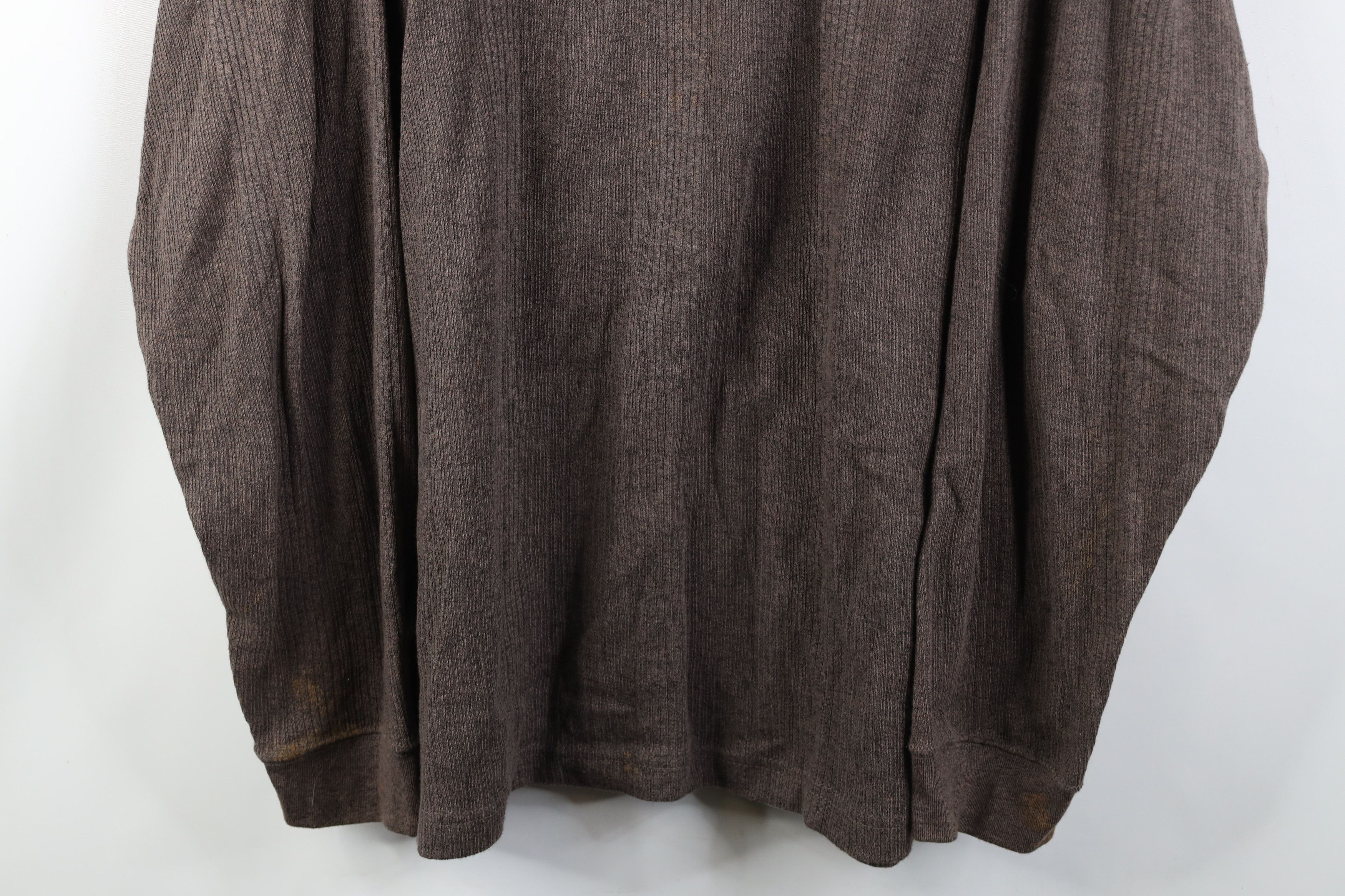 Vintage Vintage 90s Streetwear Ribbed Knit Long Sleeve Polo Brown Size US XL / EU 56 / 4 - 3 Thumbnail
