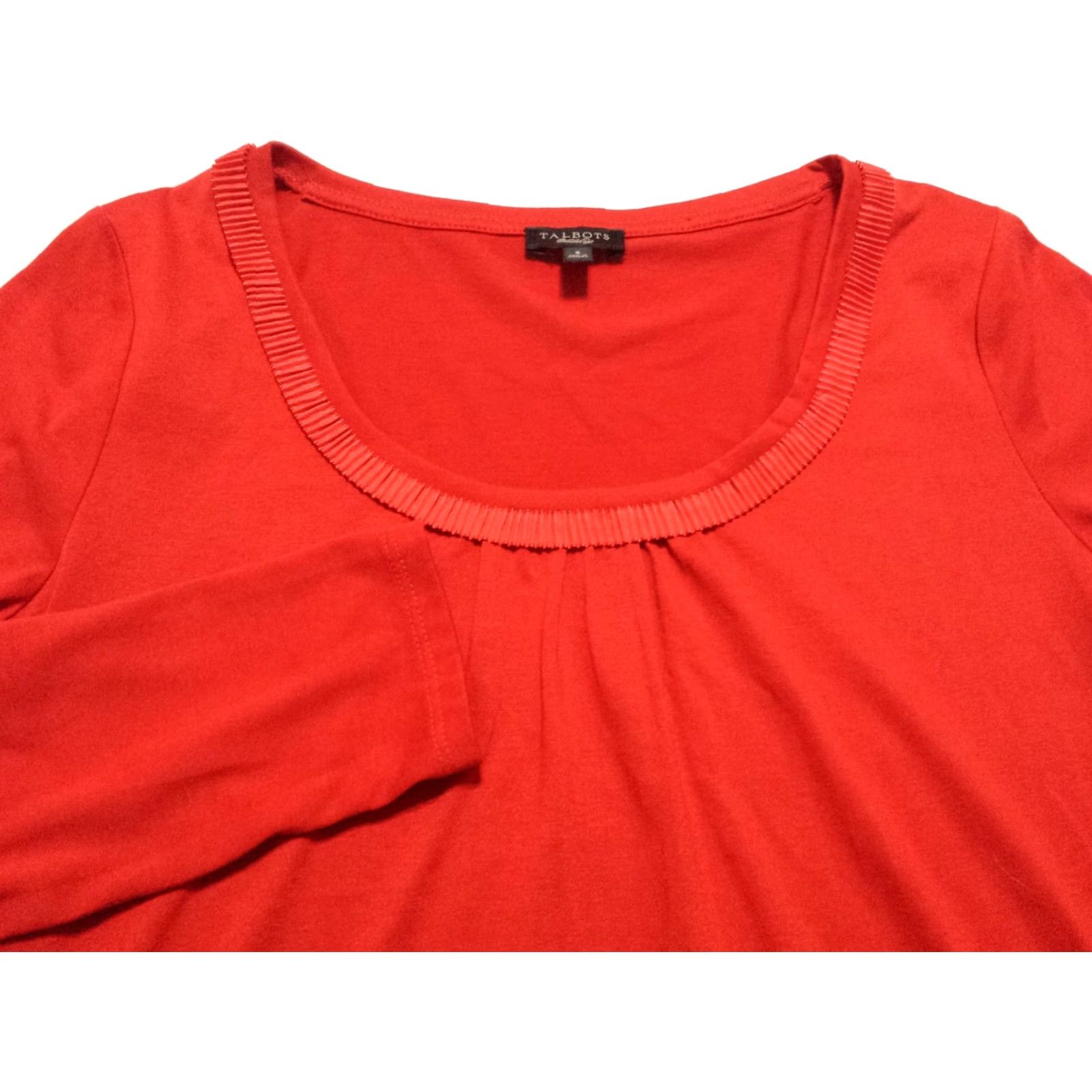 Talbots Talbots Women’s Small Shirt Long Sleeve Solid Red Scoop Neck Pullover Rayon Size S / US 4 / IT 40 - 2 Thumbnail