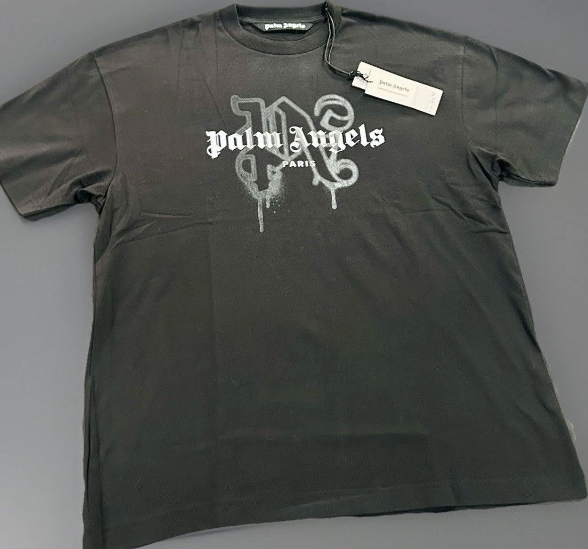 Palm Angels Palm Angels - Paris Monogram Spray Tee – Black Size “Medium” Size US M / EU 48-50 / 2 - 1 Thumbnail