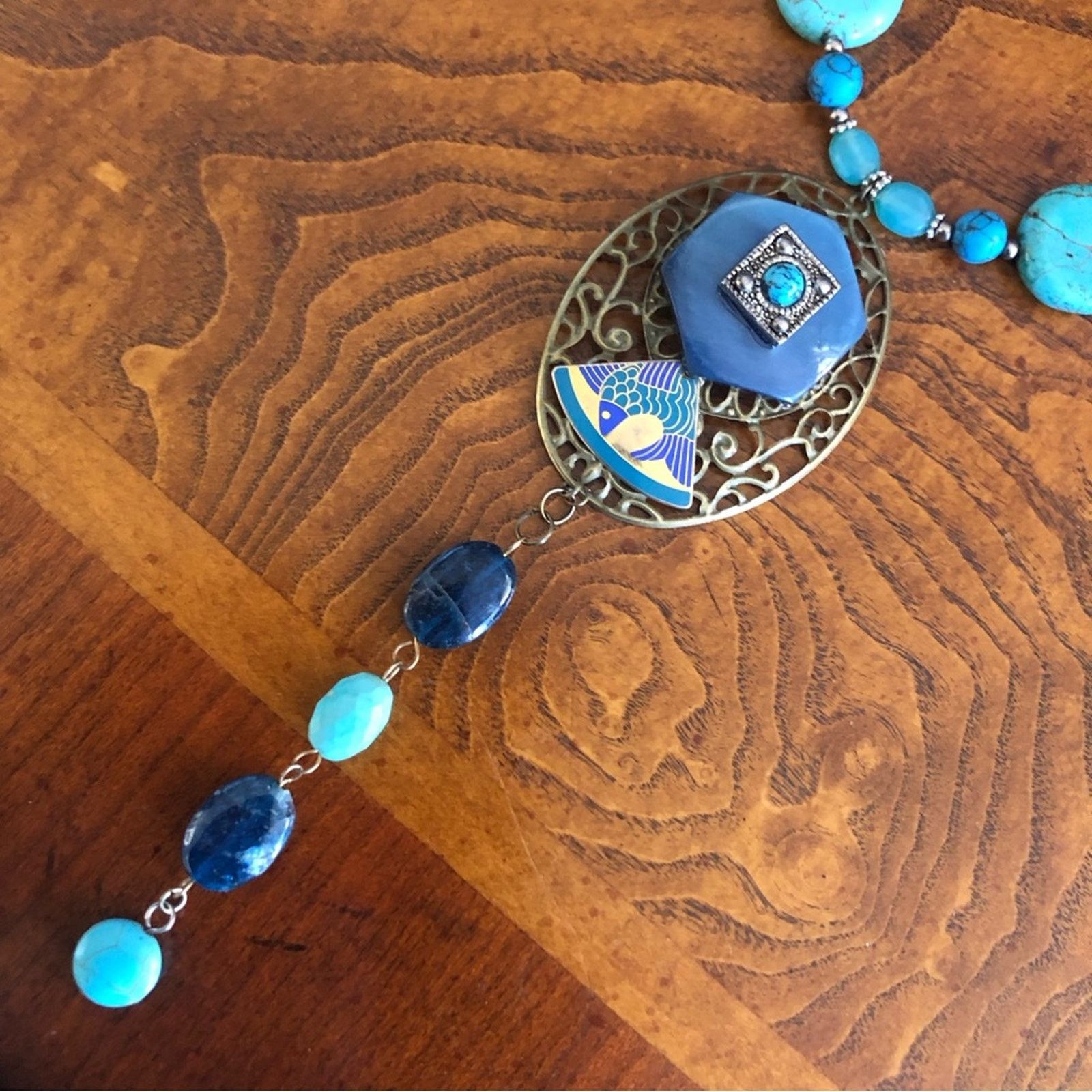 Handmade Handcrafted repurpose howlite genuine stone necklace Size ONE SIZE - 11 Thumbnail