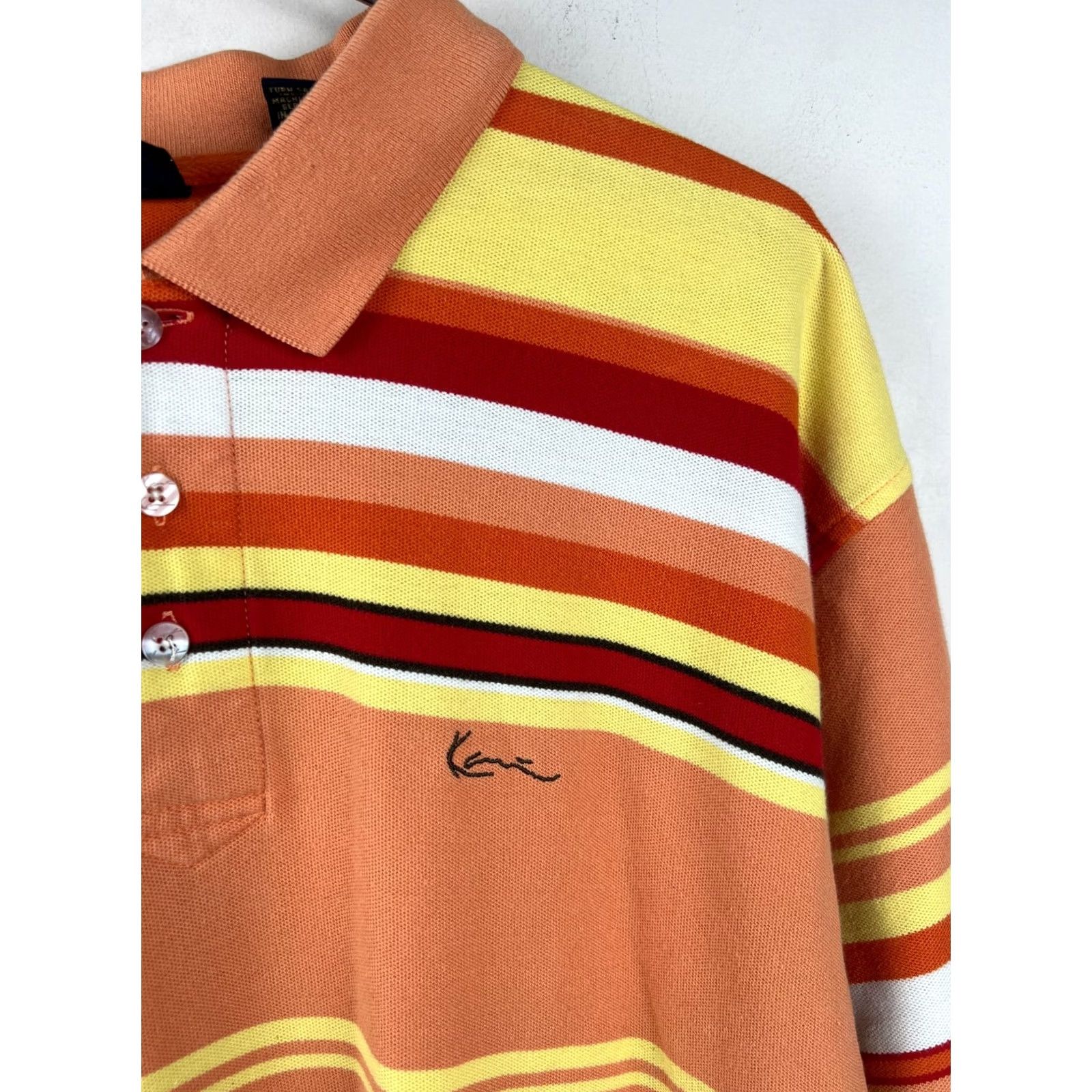 Karl Kani VINTAGE Karl Kani Gold Striped Polo Shirt XL Men’s Orange Polo Short Sleeve Hip Hop Shirt VTG Mens XL Size US XL / EU 56 / 4 - 4 Thumbnail
