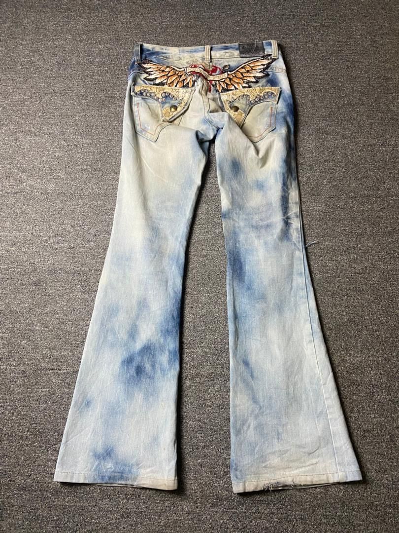 Japanese Brand Vintage Red Pepper Low Rise Distressed Flare Jeans (175) Size 29" - 3 Thumbnail