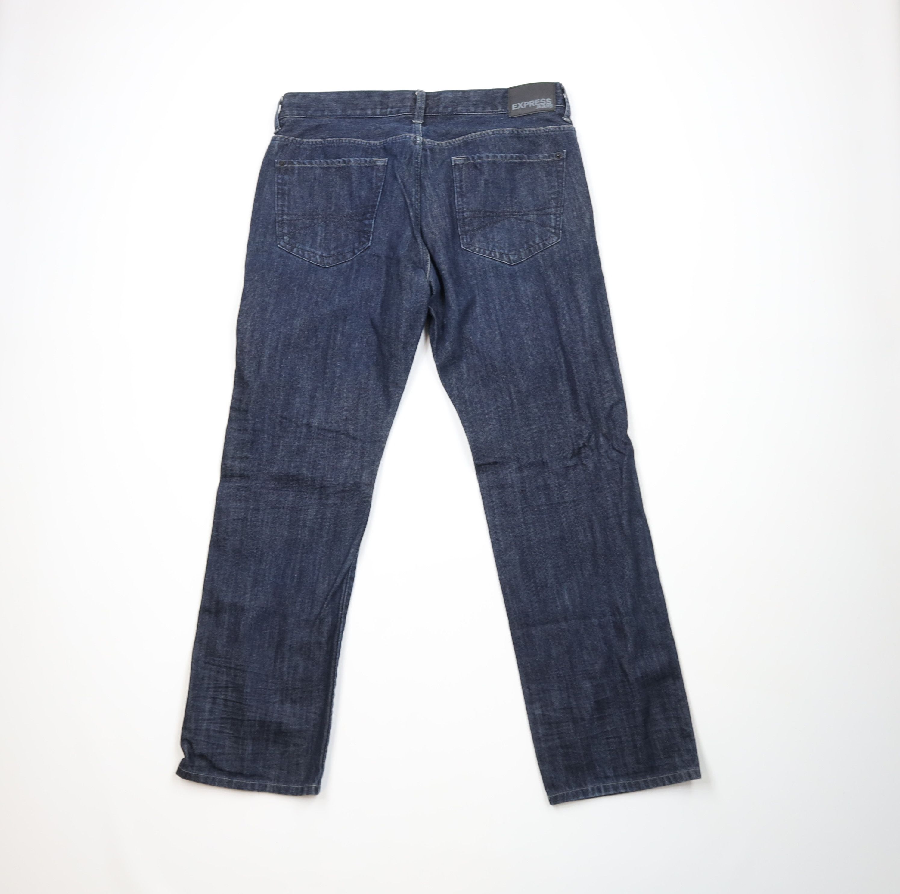 Express Express Kingston Classic Fit Straight Leg Denim Jeans Indigo Size US 36 / EU 52 - 10 Thumbnail
