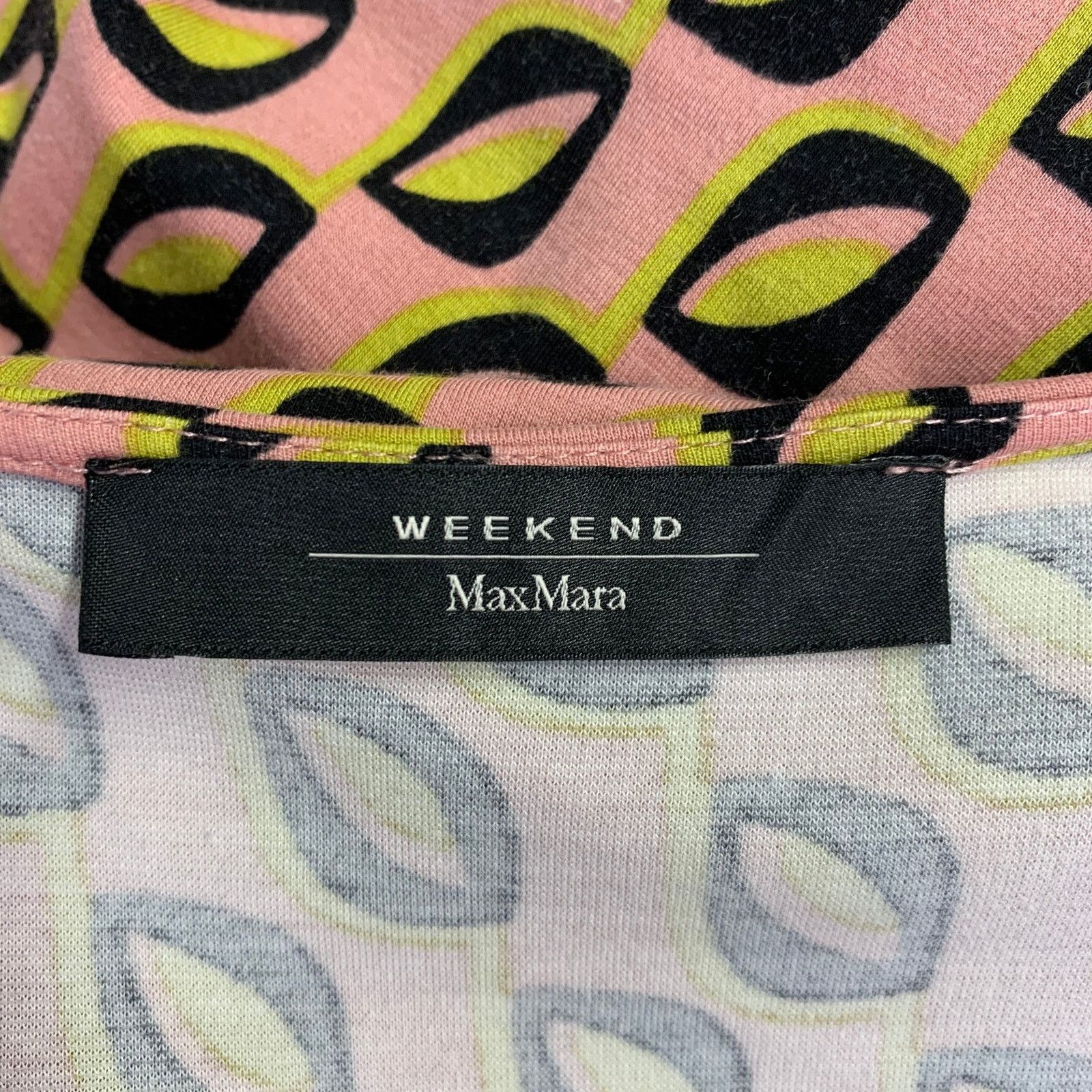 Max Mara Size XL Pink Black Yellow Viscose Blend Abstract Wrap Dress Size XL / US 12-14 / IT 48-50 - 6 Thumbnail