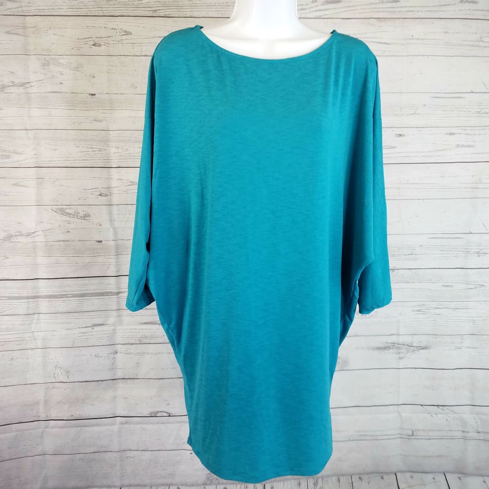 Altea L&B Womens Blouse Dolman Sleeve Top Medium Teal/Blue Pullover Solid Pattern Size M / US 6-8 / IT 42-44 - 2 Thumbnail